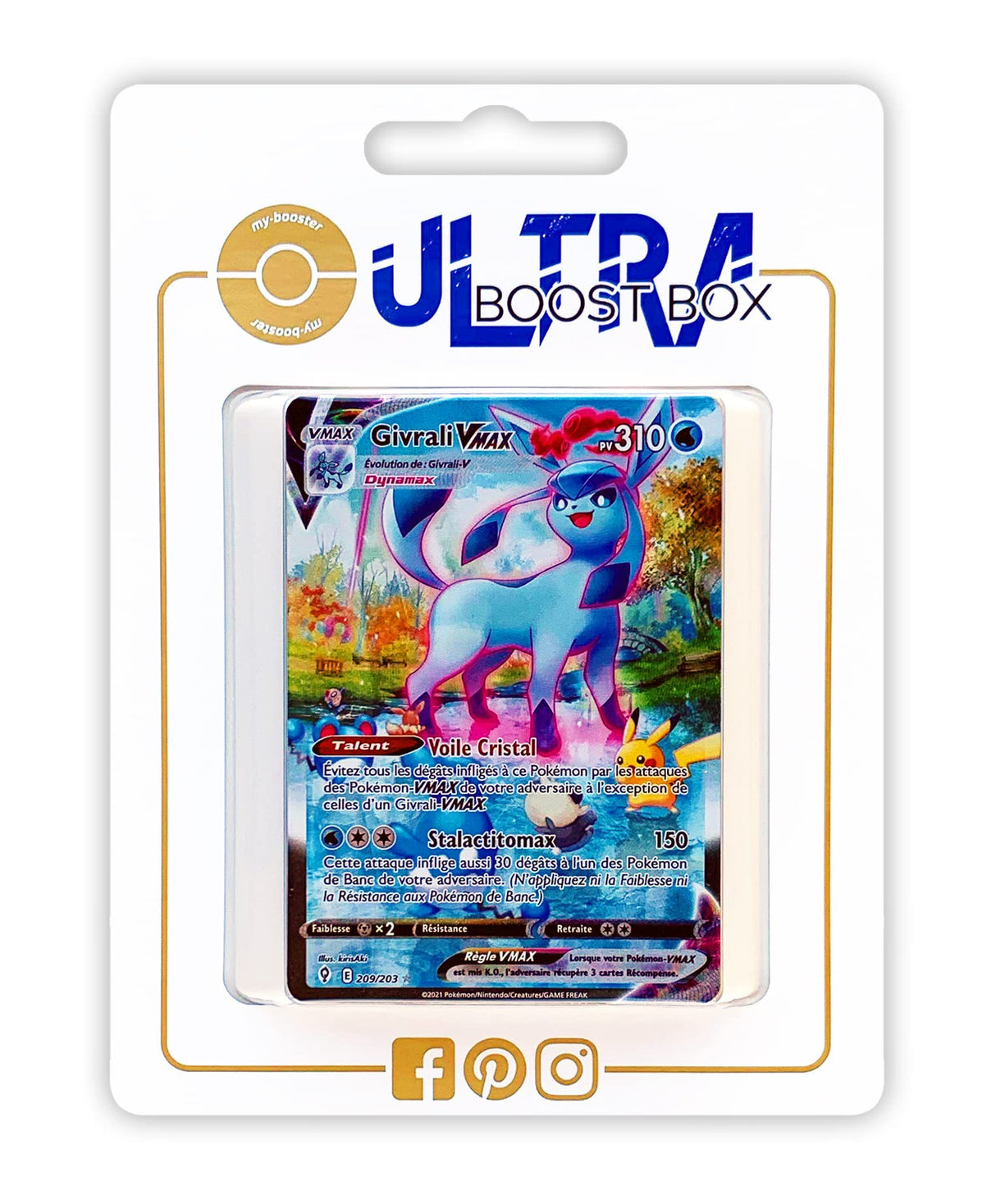 Givrali VMAX (Glaceon VMAX) 209/192 Secreta Alternativo - Ultraboost X Epée et Bouclier 7 Évolution Céleste - Box de 10 Cartas Pokémon Francés
