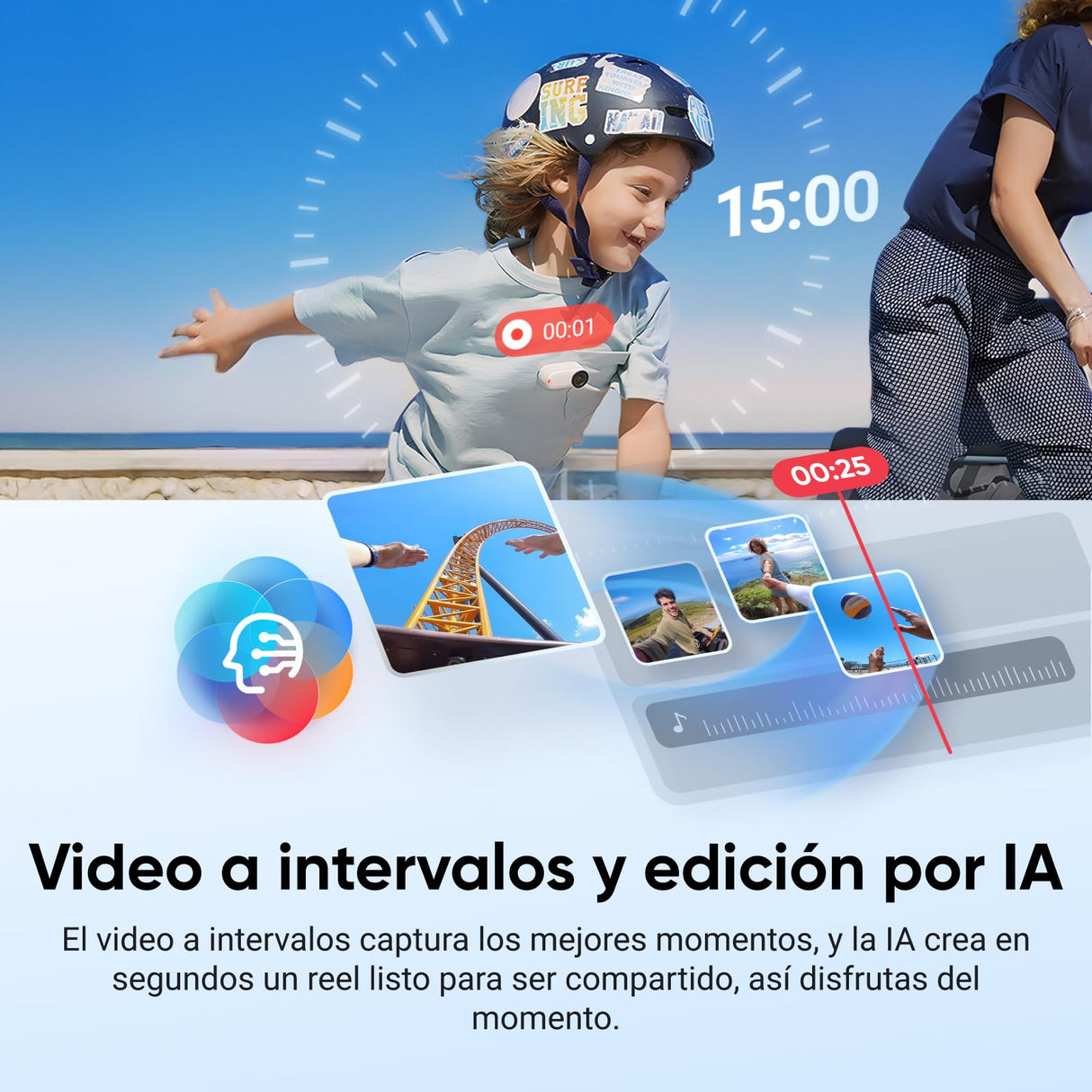 Insta360 GO 3S Blanco (128 GB) - Cámara Vlogging 4K, POV Manos Libres, Móntala Donde Quieras, Estabilización, 140 Min de batería, Impermeable 10 M, Edición IA, Apple Find My, Vlog, Viajes, Exteriores