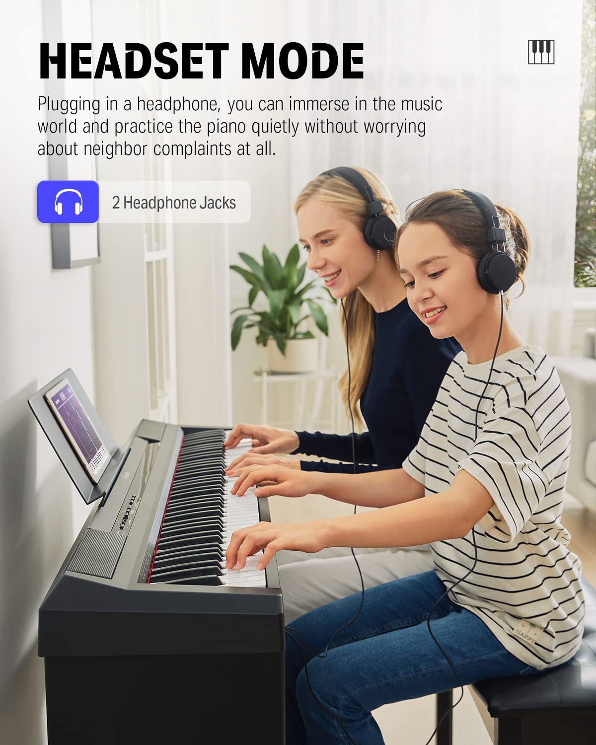 Donner Piano Eléctrico Digital 88 Teclas, Mitad Contrapesadas Teclas, Teclado Musical Adecuado para Principiantes con Soporte de Piano Desmontable y Pedal Triple, DEP-10S, Retro, Negro