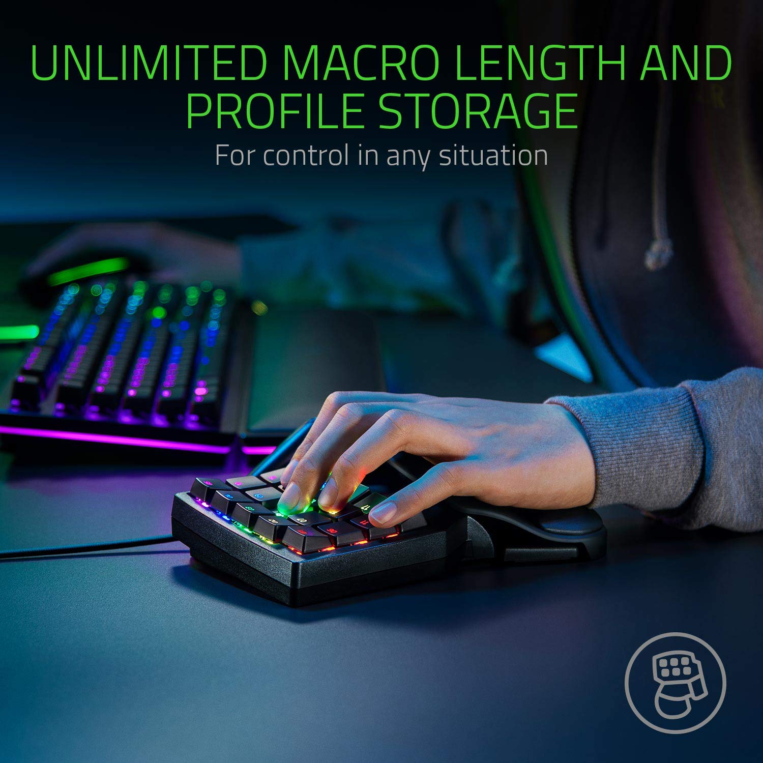 Razer Tartarus Pro - Teclado de Interruptor Óptico Analógico (Actuación Ajustable, 32 Teclas Programables, 8 Perfiles de Alternancia Rápida, Rapid Trigger) Negro