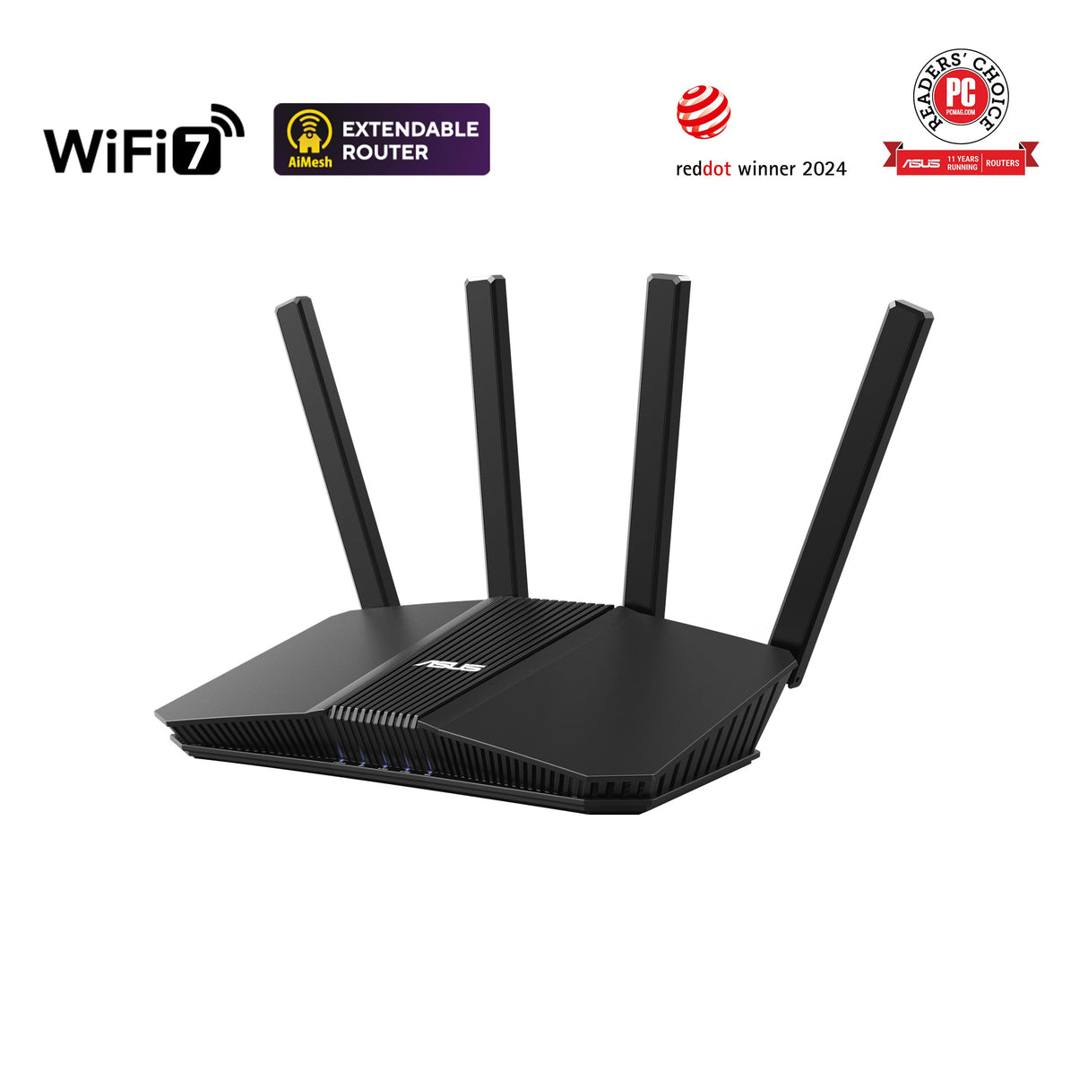 ASUS RT-BE58U - Router Extensible WiFi 7 AiMesh, 4K-QAM, MLO, WAN/LAN 2,5G con detección por IA, Cuatro Puertos 1G, Seguridad de Red Comercial, Control Parental, IoT, Red Infantil, VPN