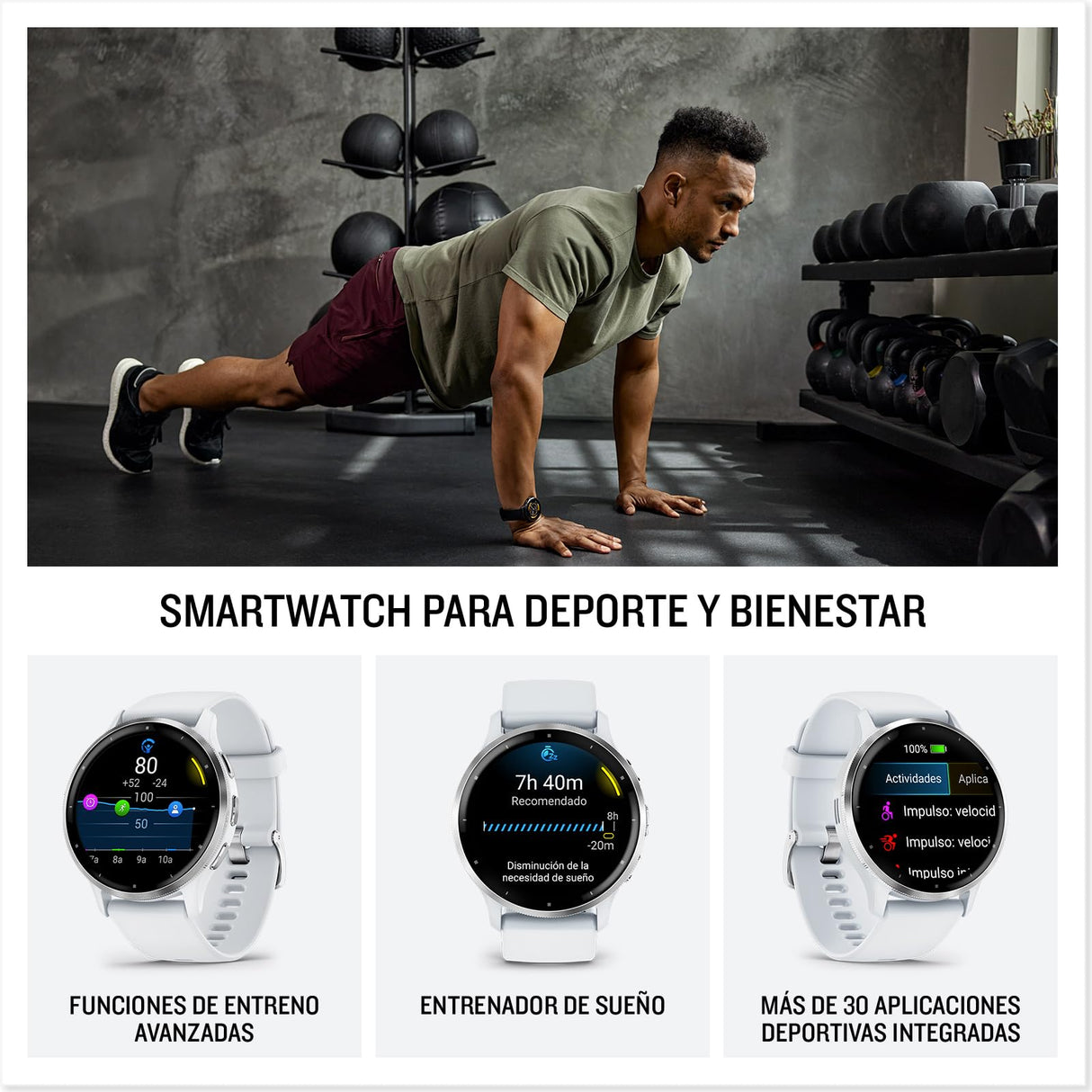 Garmin Venu 3S, Smartwatch Premium con GPS, AMOLED, Funciones avanzadas de Salud y Forma física, más de 30 Aplicaciones Deportivas, 10 días de autonomía, Gris
