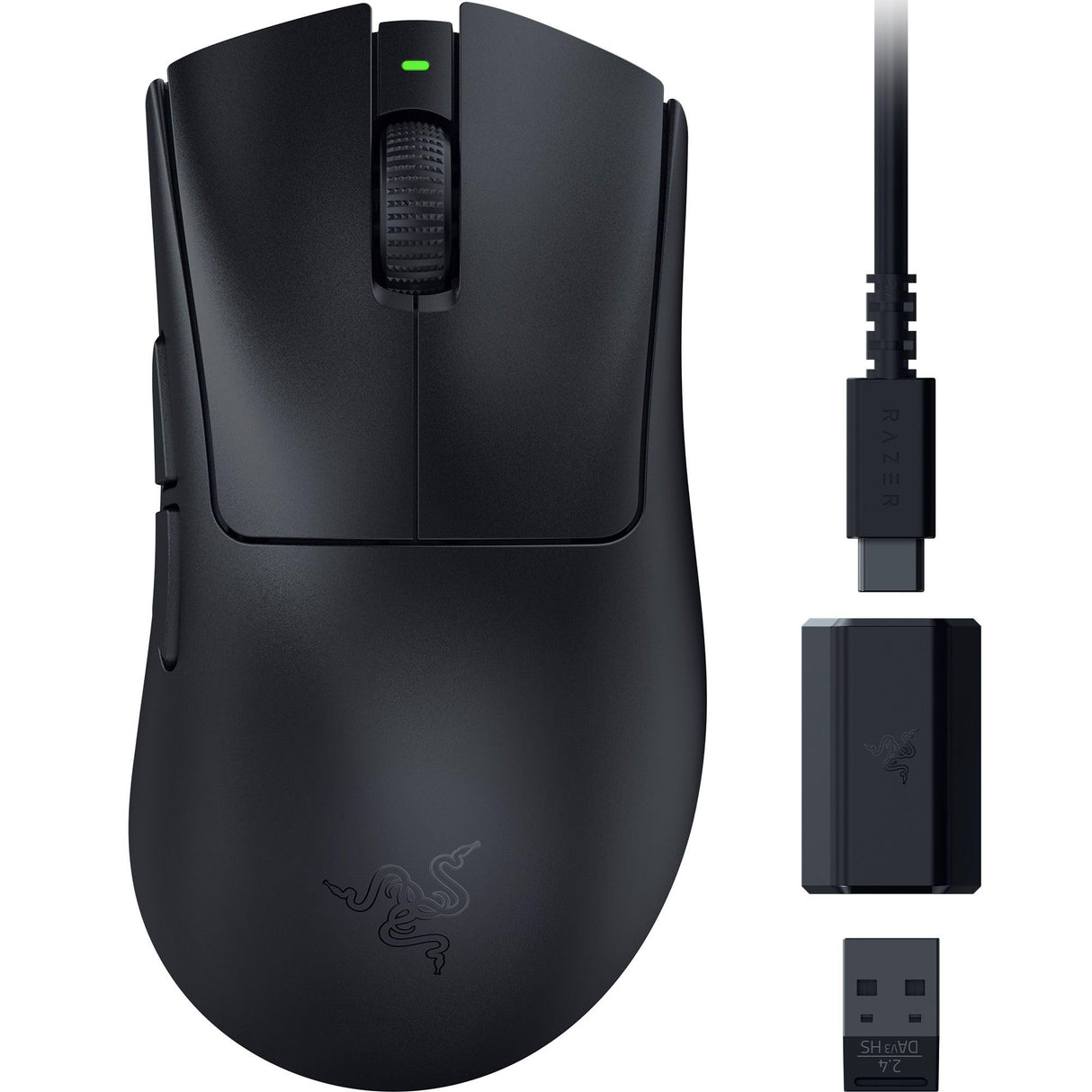 Razer DeathAdder V3 HyperSpeed - Ratón ergonómico e-Sports inalámbrico Ultraligero para Juegos con 26K dpi (55g, Revestimiento Suave al Tacto, 100h de duración de la Pila, HyperSpeed 8K Hz) Negro