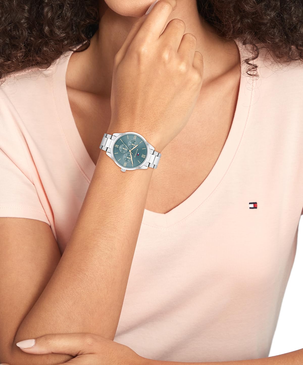 Tommy Hilfiger Reloj Analógico de Cuarzo Multifunción para Mujer con Correa de Acero Inoxidable Plateada - 1782745