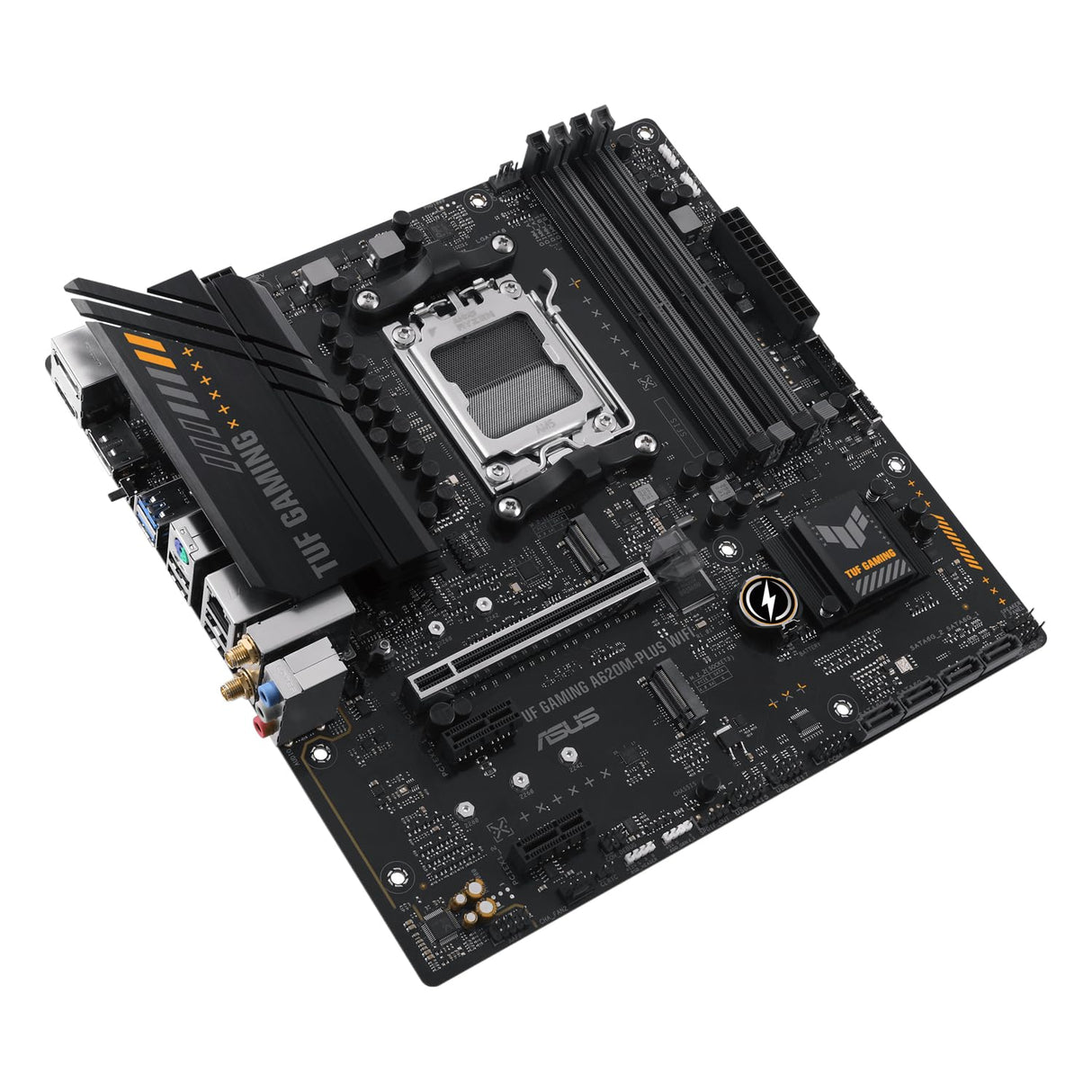 ASUS TUF Gaming A620M-PLUS WiFi Placa Base Micro-ATX AMD A620 (2.5Gb Ethernet, Wi-Fi 6, 2 x DP, HDMI, USB 3.2 Gen 1, USB 3.2 Gen 1 Type-C, BIOS Flashback, cancelación de Ruido, Aura Sync), Negro