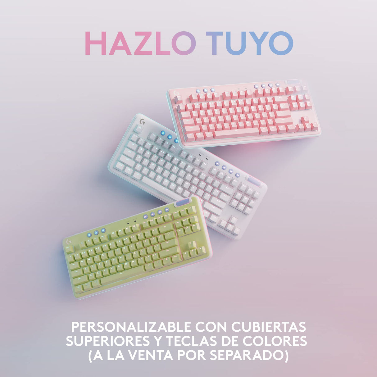 Logitech G G715 Teclado inalámbrico para Juegos con Velocidad de luz RGB LIGHTSYNC, interruptores táctiles (GX Brown) y reposamuñecas para Teclado, PC y Mac, Niebla Blanca