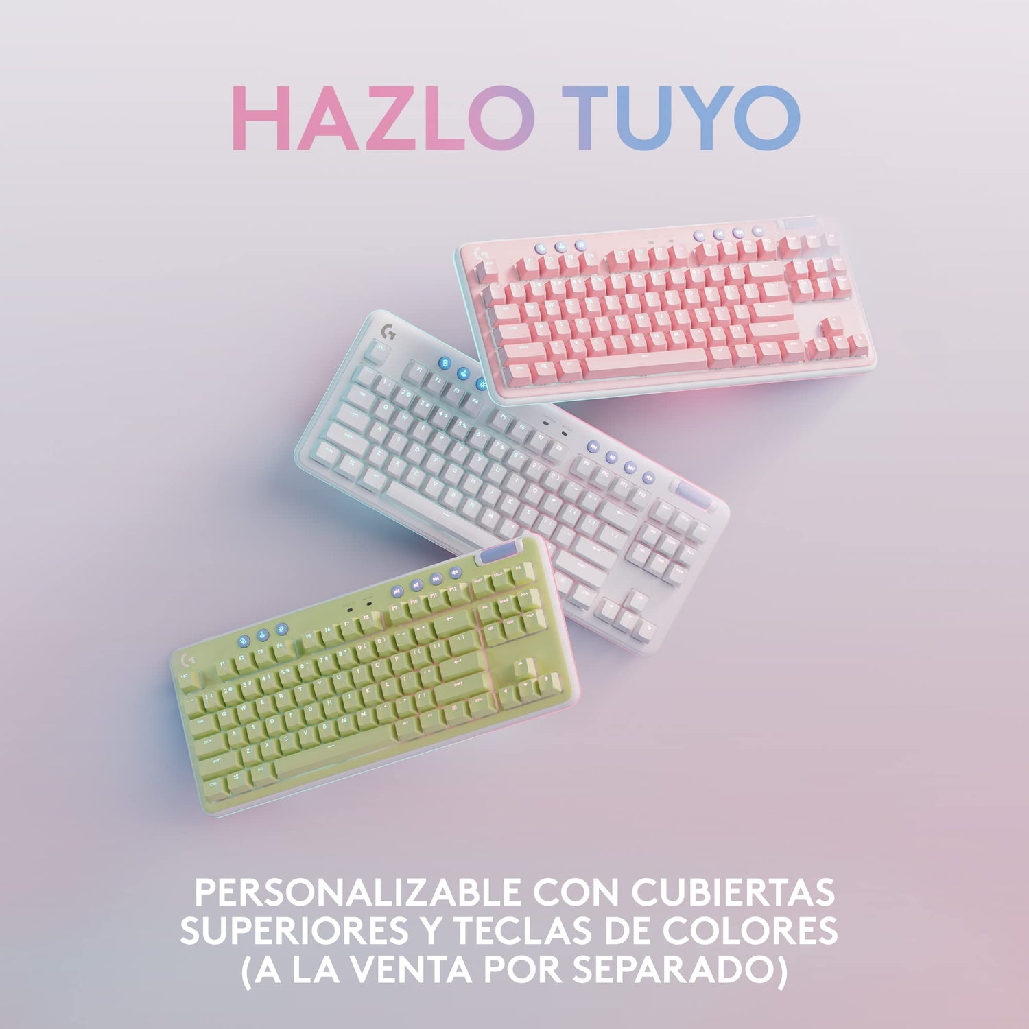 Logitech G G715 Teclado inalámbrico para Juegos con Velocidad de luz RGB LIGHTSYNC, interruptores táctiles (GX Brown) y reposamuñecas para Teclado, PC y Mac, Niebla Blanca