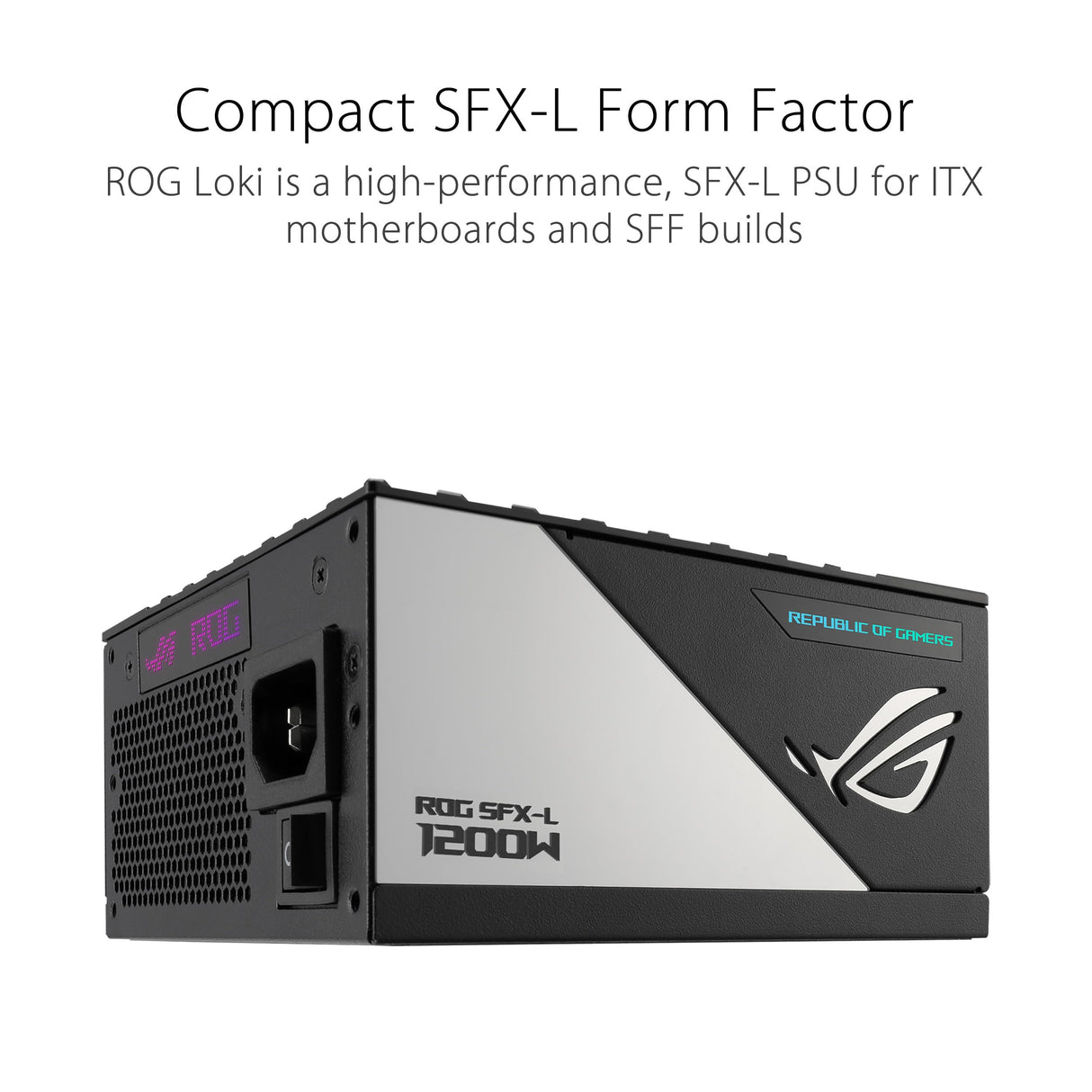 ASUS ROG Loki SFX-L 1200W Titanium - Fuente de alimentación Totalmente Modular, 80+ Titanium, Ventilador ARGB PWM de 120 mm, Aura Sync, Compatible con ATX 3.0, Compatible con PCIe 5.0