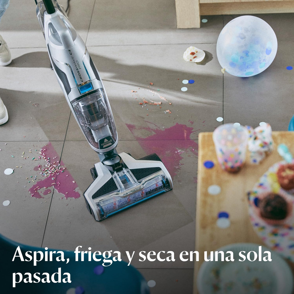 Bissell CrossWave C3 Pro, Aspirador de Mano con Cable, Aspira, Mopa y Seca, Potente Extracción de Suciedad Húmeda y Seca, 3-en-1 Escoba Aspiradora Vertical, Limpieza Multisuperficie, 3555N