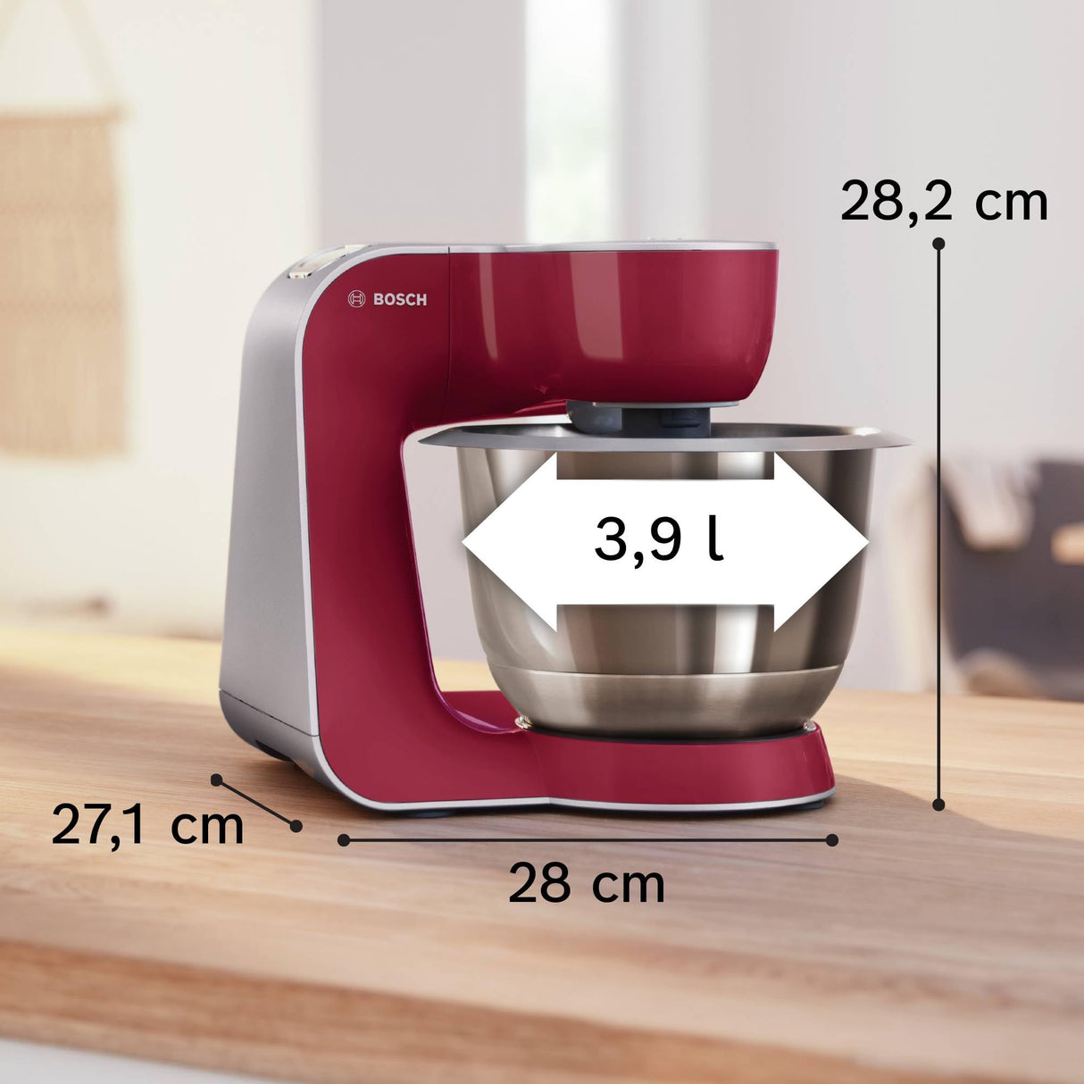 Bosch MUM5 CreationLine - Robot de cocina, potencia de 1000 W, 7 velocidades + función Pulse, color rojo