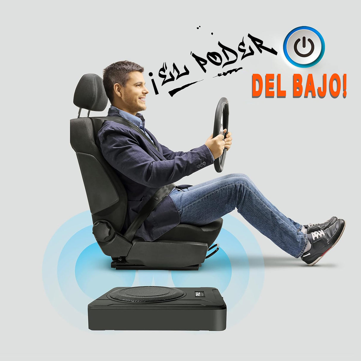 Pyle Sistema de subwoofer Amplificado de Perfil, Audio para Coche, Bajo de 8”, Activo, Cerrado, Compacto, 600V, Amplificador Incorporado