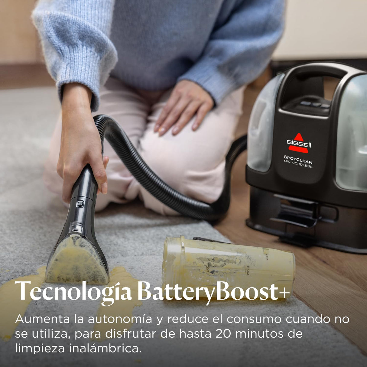 BISSELL SpotClean Mini Aspiradora de Agua Tapiceria Inalámbrico, Limpiador de Tapicerias Portátil, Limpia Rápidas, Compacto y Ligero, Lava Aspiradora para Coche, Barco, Sofá y Más, 40651