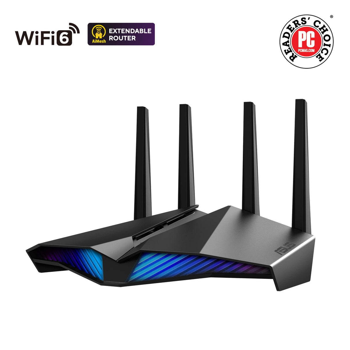 ASUS RT-AX82U V2, Router Gaming AX5400 WiFi 6 extensible de dos bandas, puerto para juegos, modo Mobile Game, Aura RGB, compatible con PS5, seguridad de red, Instant Guard, VPN, compatible con AiMesh