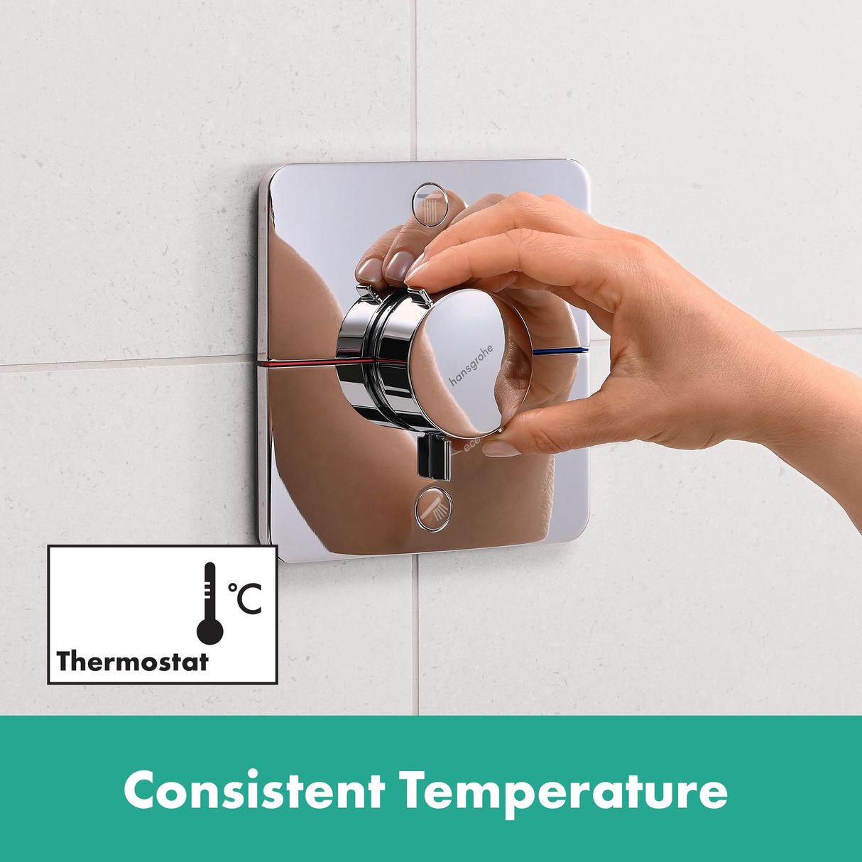 hansgrohe ShowerSelect Comfort Q, termostato empotrado , grifo con botón de seguridad (SafetyStop) a 40 °C, termostato para ducha y bañera, mezclador para 2 funciones, cromo