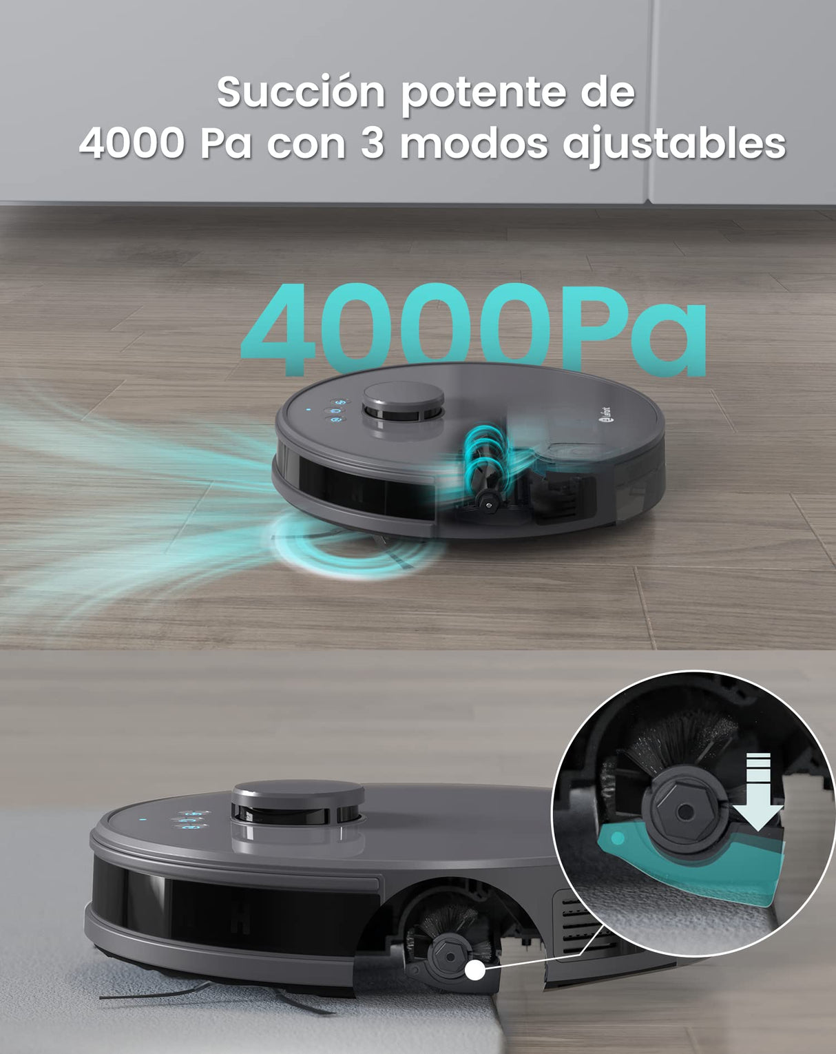 LEFANT M1 2 en 1 Robot Aspirador y Fregasuelos, 4000Pa, 200min Autonomía, Mapeo Multinivel, Zonas No-Go, Ideal para Pelo de Mascotas/Alfombras