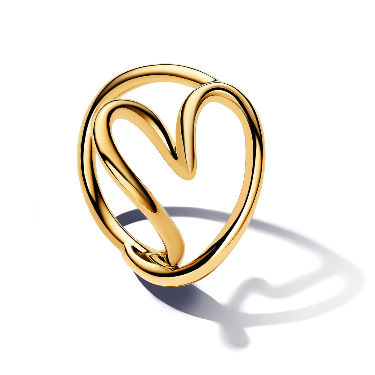 PANDORA Essence Anillo con corazón chapado en oro de 14 quilates, talla 56