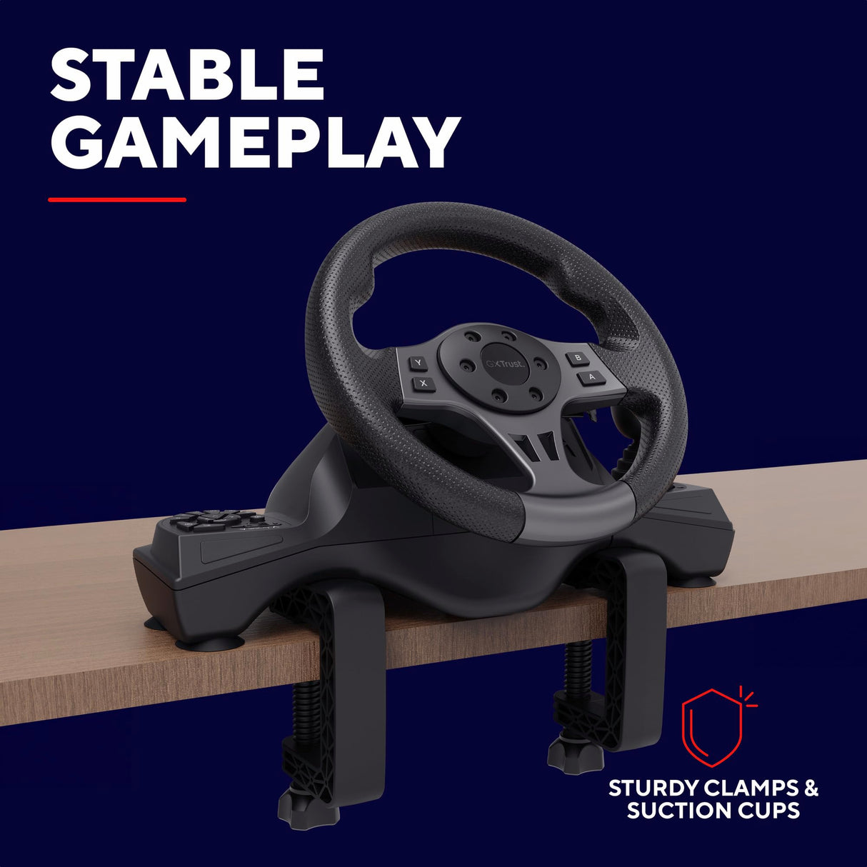 Trust GXT 289 Movi Volante de Carreras PC, Xbox Series X/S, PS4, Nintendo Switch, con Pedales, Levas de Cambio, Palanca de Cambios, Vibración, Racing/Farming Simulator / F1 / Gran Turismo