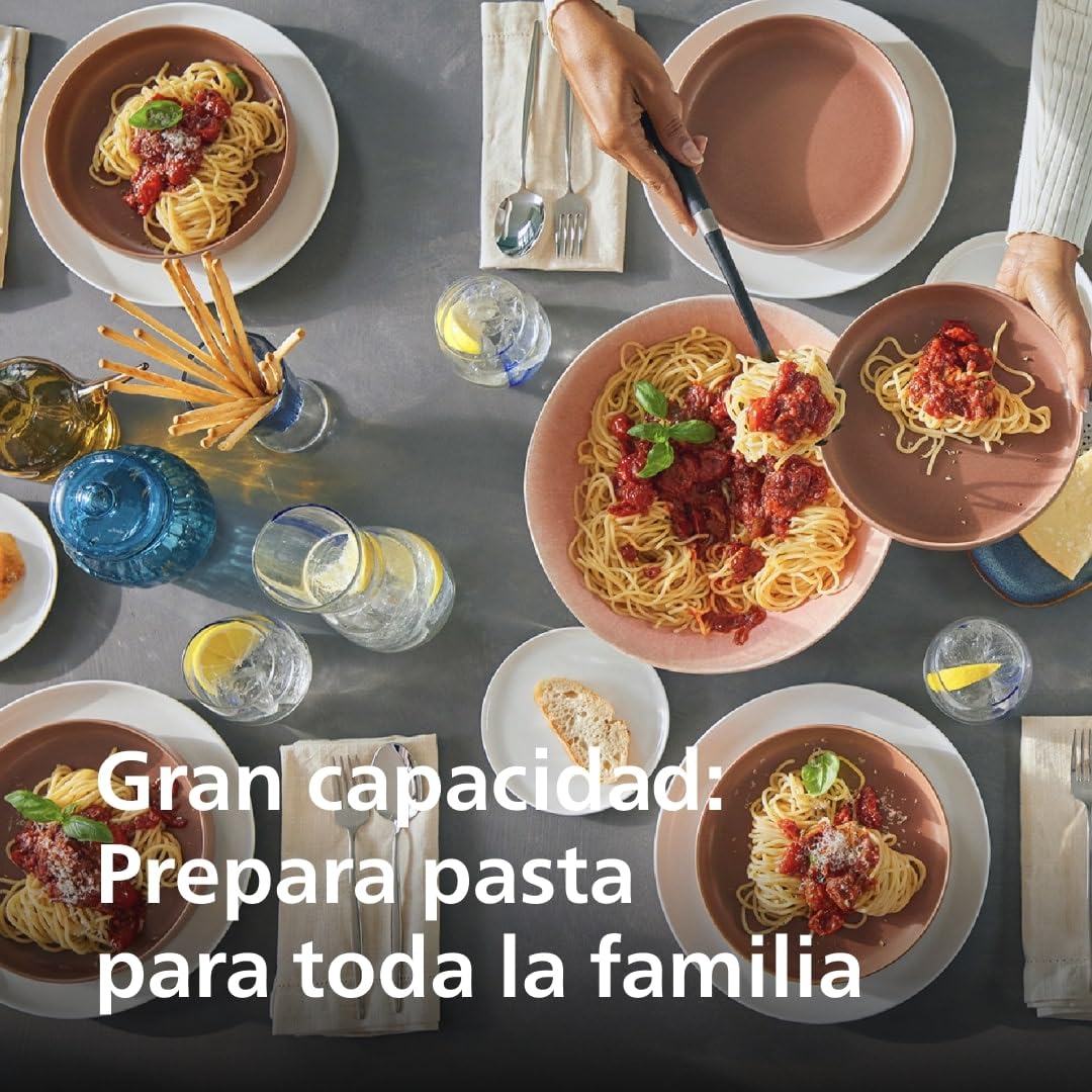 Philips Máquina Para Hacer Pasta 7000 Series - Tecnología ProExtrude, Pesaje Automático, Completamente Automático, 8 Discos Para Dar Forma, Negro (HR2665/93)