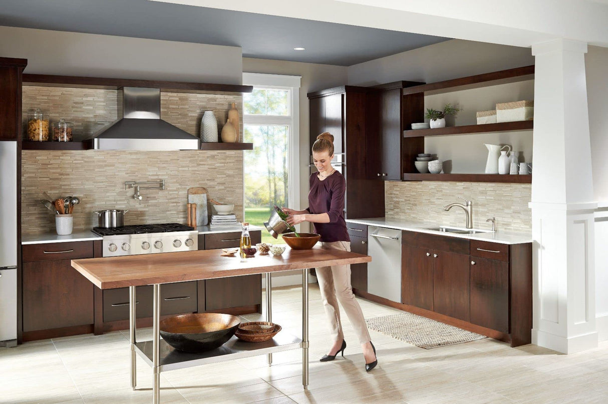 Moen S665SRS - Grifo de cocina de dos manijas para llenado de ollas, resistente a las manchas inoxidable