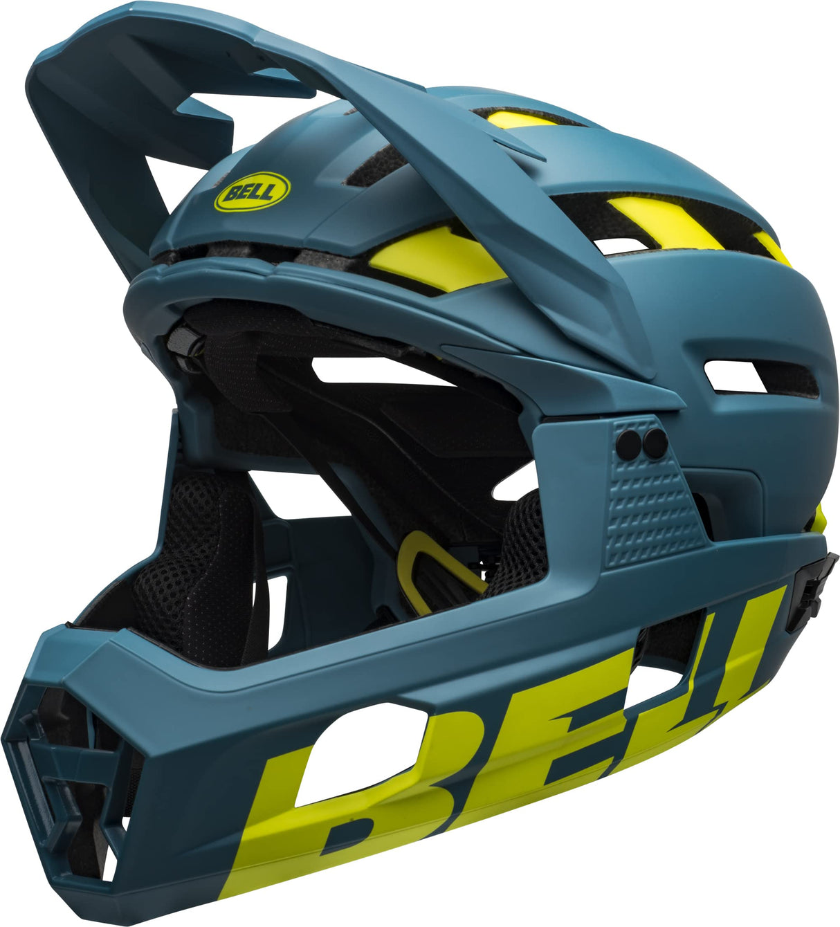 BELL Super Air R MIPS Casco de Bicicleta, Hombres, Mate/Azul Brillante/Hi-Viz, 52-56 cm