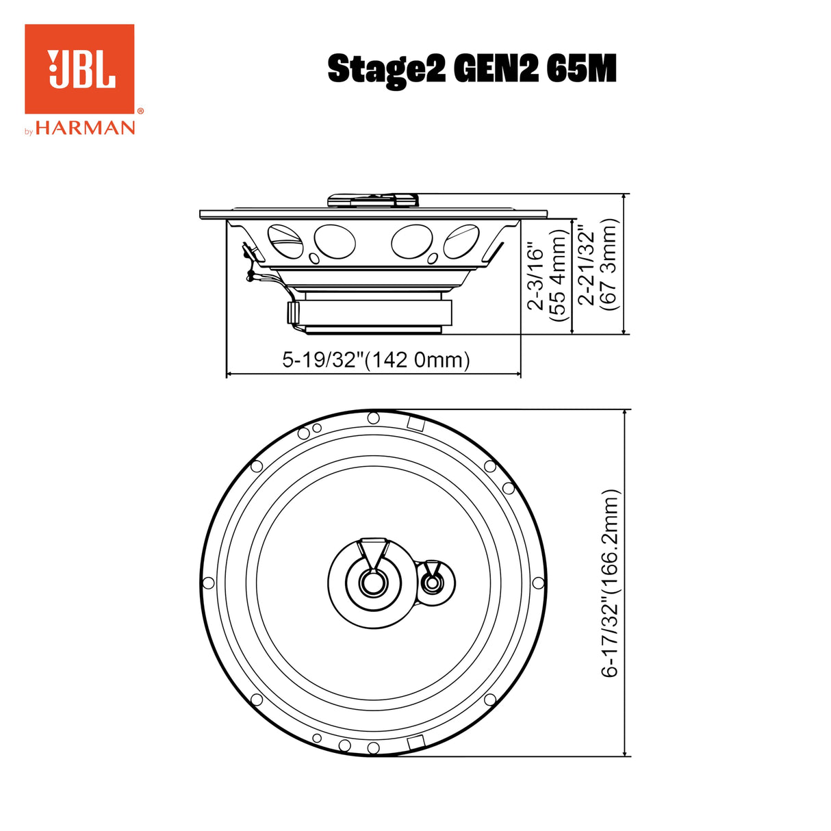 JBL Stage2 GEN2 65M – 6.5 Inch (165mm) 3-Way Car Speakers – 60W RMS – 240W Peak – Triple Driver Setup – OEM Fit Audio – with Grilles – Easy Install – Pair