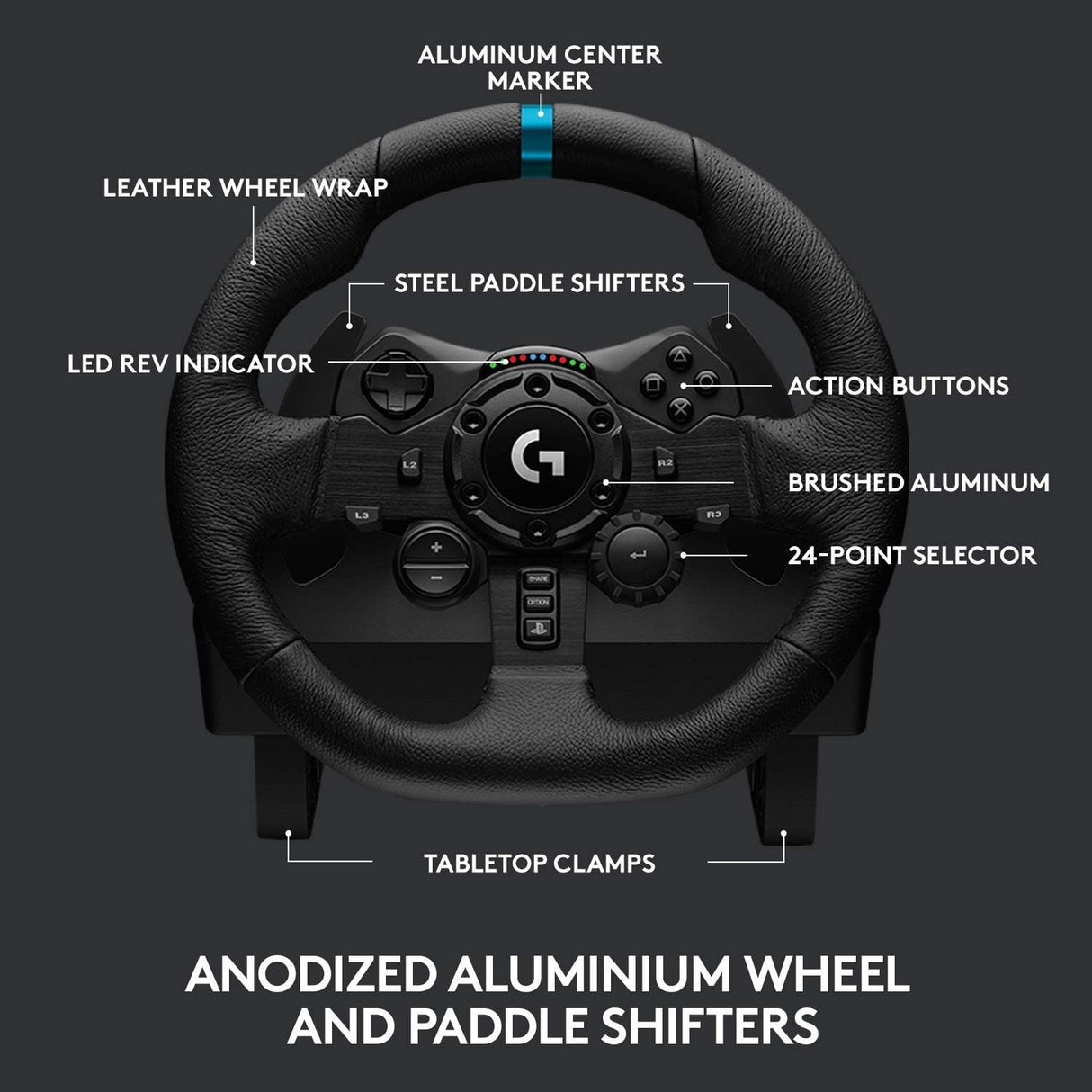 Logitech G923 Volante y Pedales de Carrera para PS5, PS4 y PC, Uk Inglés Enchufe de alimentación, Tipo G, Negro