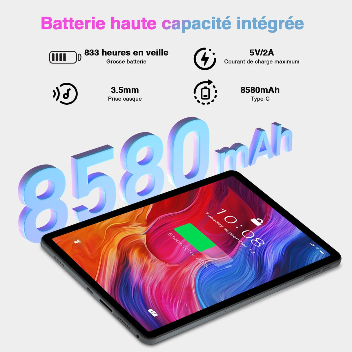DOOGEE T30S Tableta Android 14, 2.4K 11 Pulgadas, 16GB RAM + 256GB ROM/TF 1TB, 5G WiFi, 13MP+8MP, 8580mAh, Widevine L1 Gaming, Negro