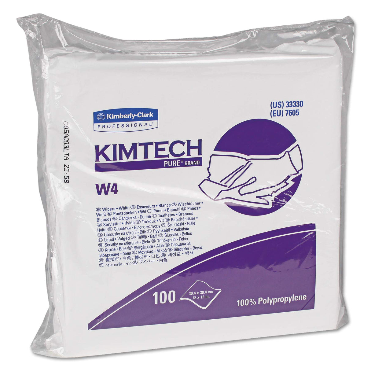 Kimtech Pure W4 Paños 7605, 5 bolsas x 100 hojas blancas