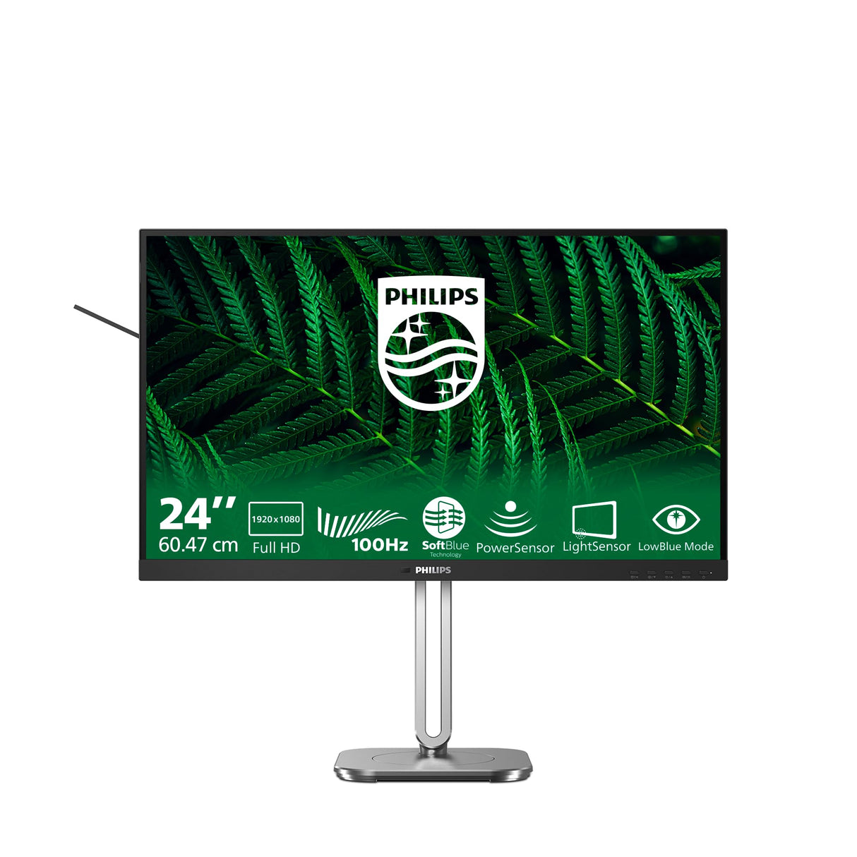 Philips 24B2G5200 Monitor 24" FHD, WLED, 100Hz, IPS, 4 ms GtG, Adaptive Sync., TUV Eyesafe, Altavoces, Altura Ajustable (1920x1080, D-Sub, 1x HDMI 1.4, 1x DP 1.2, USB-Hub) Gris Oscuro