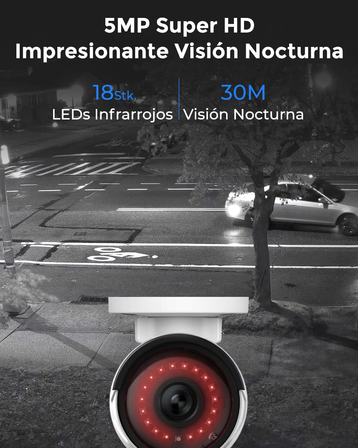 Reolink Kit Cámaras de Seguridad 8CH 5MP H.265, 4 PoE IP Cámaras Exterior Impermeables IP67, Detección de Personas/vehículos, 30M Visión Nocturna, 2TB HDD NVR para Grabación Continua, RLK8-410B4-5MP