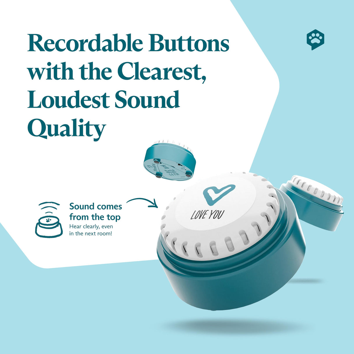 FluentPet Speak Up Buttons - Juego de botones de conversación para gatos y perros de última generación, paquete de 6 botones de comunicación fáciles de presionar para gatos y perros, botones grabables