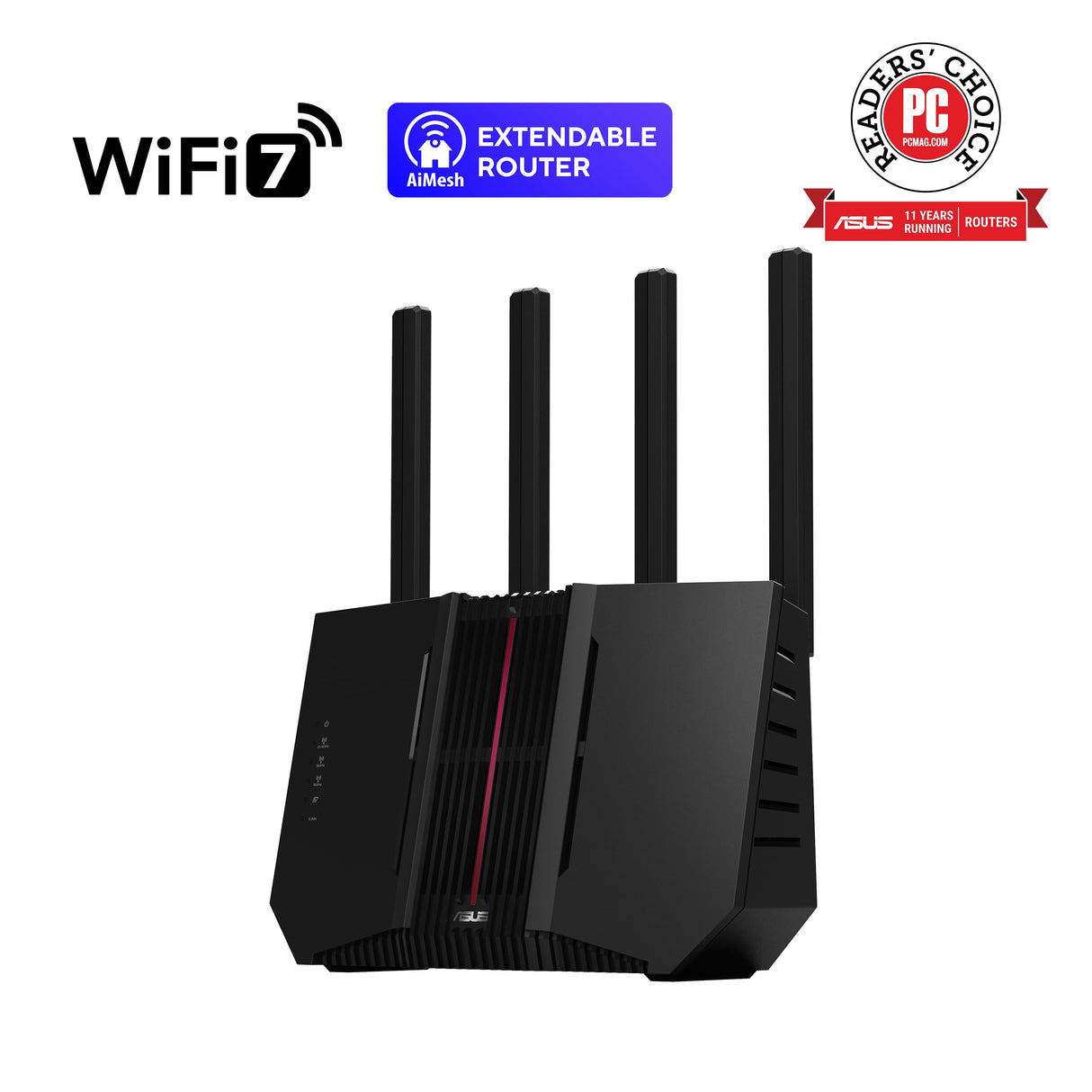 ASUS RT-BE92U - Router WiFi 7 tribanda BE9700, Compatible con 320 MHz y 4096-QAM, Funcionamiento multienlace (MLO), detección AI WAN, AiMesh, Seguridad de Red y Funciones VPN, Smart Home Master
