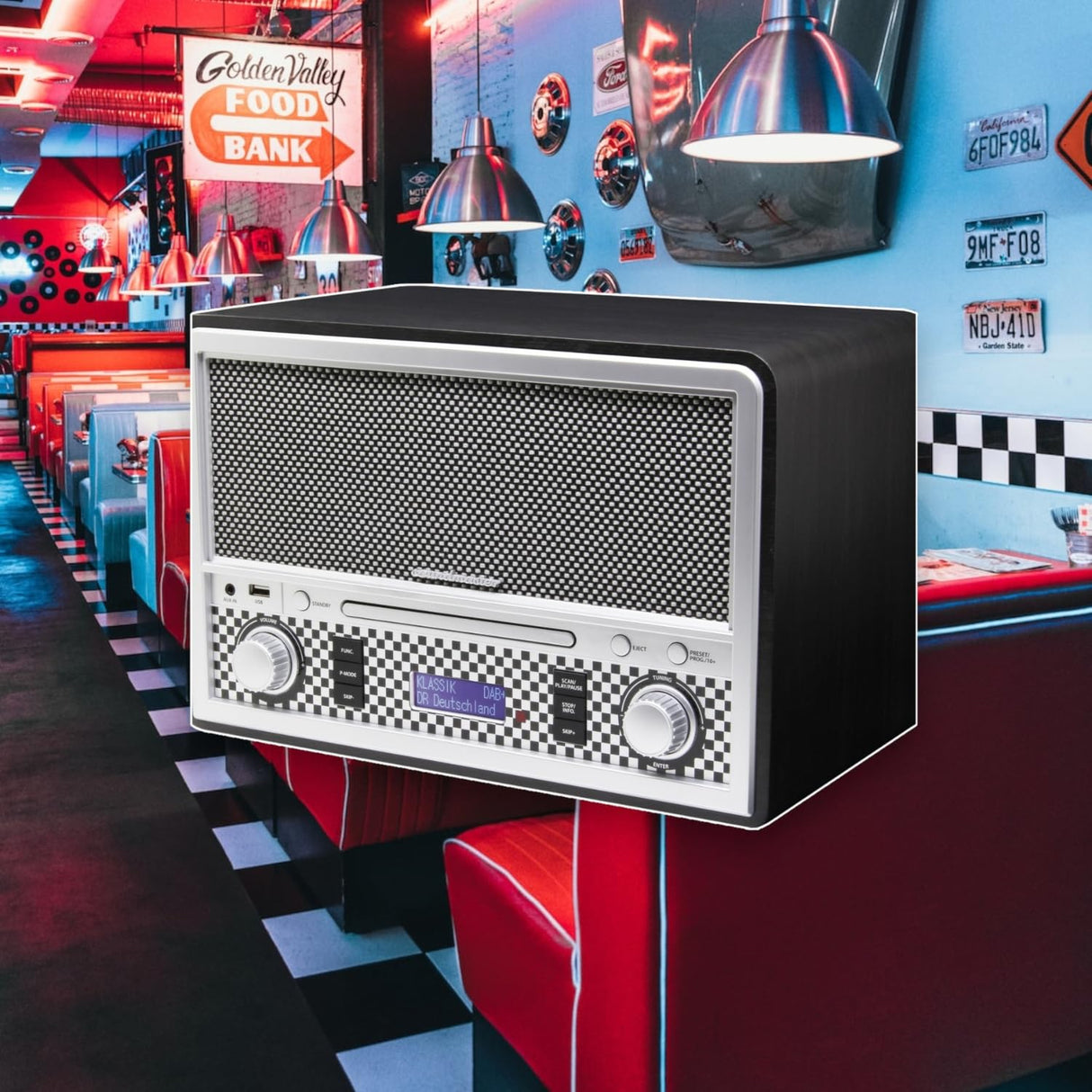 Soundmaster NR955SW Digital 8W Negro, Plata sistema estéreo portátil - Radio CD (Digital, DAB+,FM,PLL, Jugador, CD,CD-R,CD-RW, Reproducir/Pausar, Skip down, Skip up, Stop, 8 W)