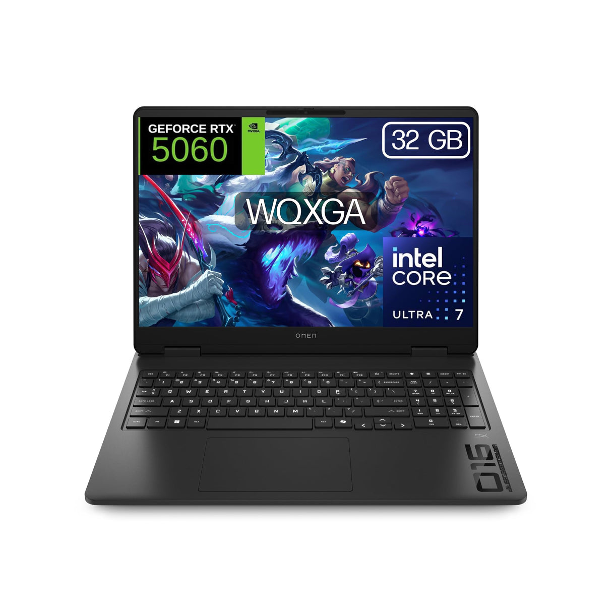 HP OMEN 16-am0061ns, Ordenador portátil Gaming 16" 2.5K WQXGA (Intel Core Ultra 7 255H, 32GB RAM, 1TB SSD, NVIDIA GeForce RTX 5060 8GB, FreeDOS) - Negro - Teclado QWERTY Español