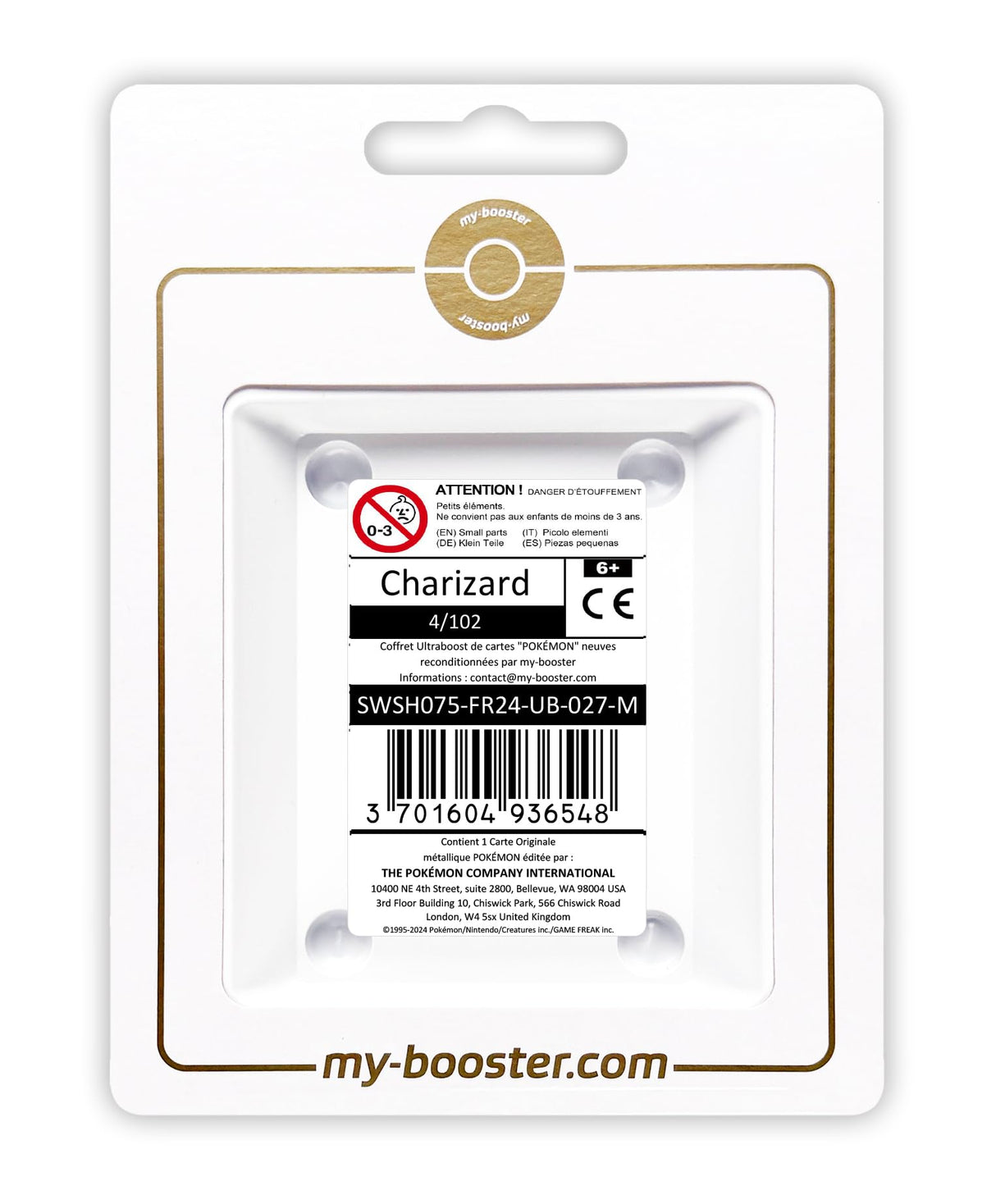 Charizard 4/102 Colección Clásica Oro - Ultraboost X Epée et Bouclier - Célébrations - 25 ANS - Box de 1 Carta Pokémon metálica Inglesa