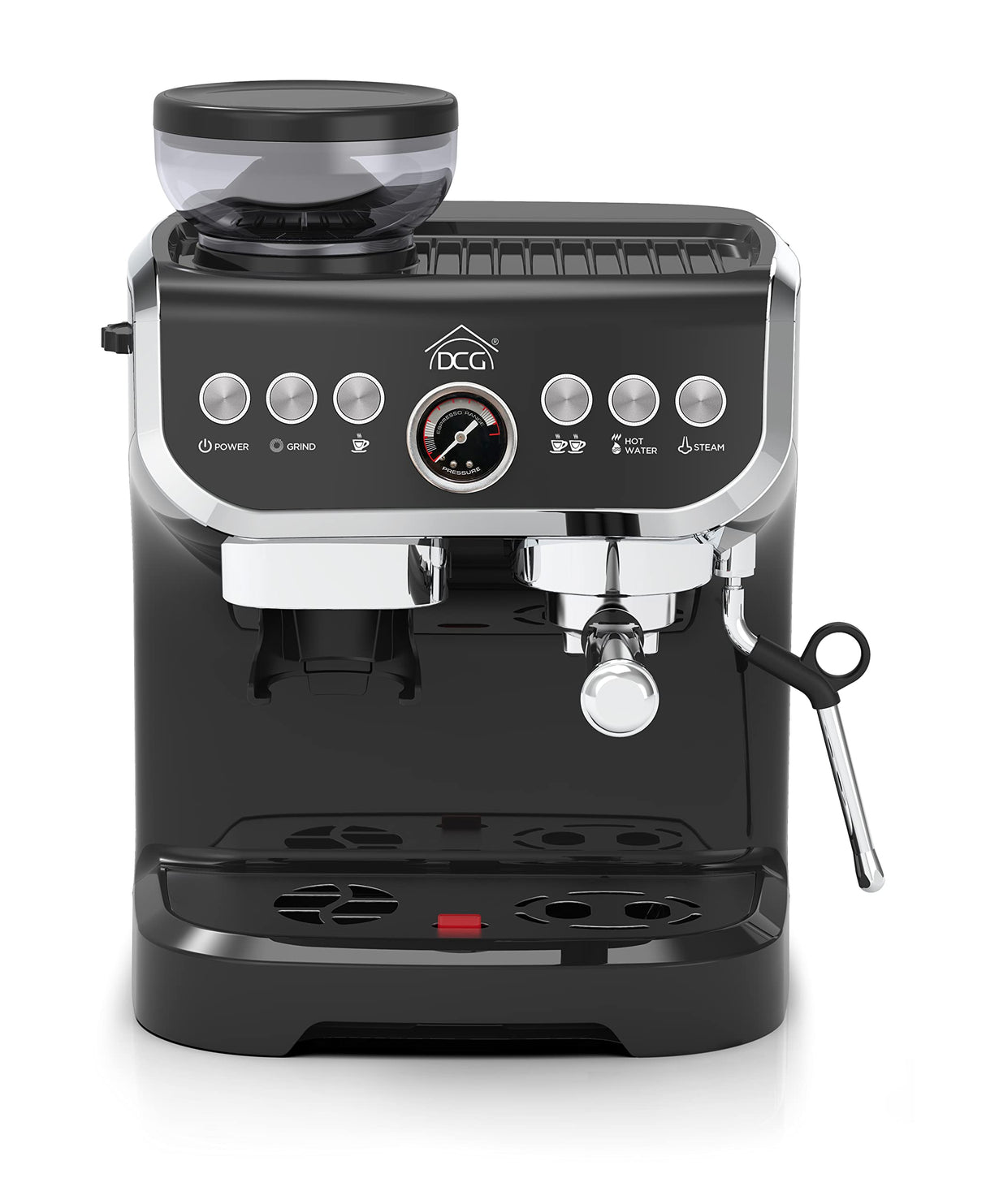 ELETTROFERRO ITALIA DCG ES6519 Máquina espresso con molinillo de café integrado Moderna, para granos de café y polvo, capuchino espumador de leche,Filtro 1 y 2 tazas, 1450 W, Negro…