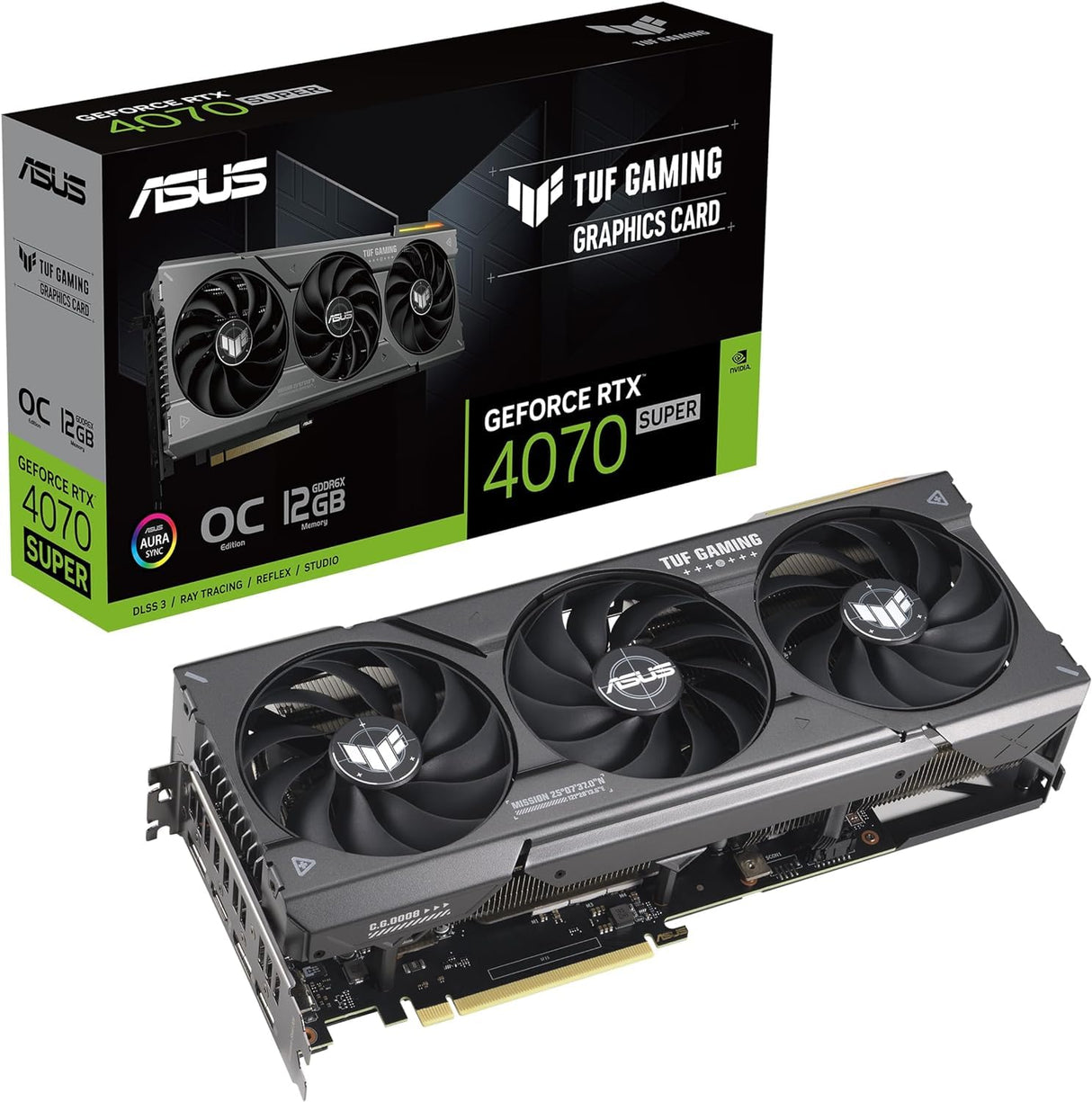 ASUS TUF Gaming GeForce RTX 4070 Super OC Edition - Tarjeta gráfica Gaming (PCIe 4.0, 12 GB GDDR6X, DLSS 3, HDMI 2.1a, DisplayPort 1.4a)