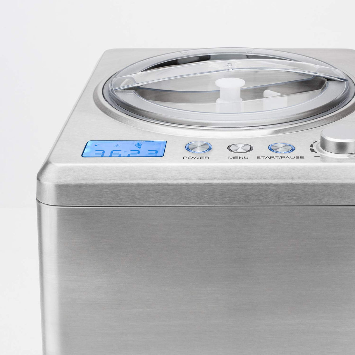H.Koenig HF340 Máquina Para Hacer Helados Caseros y Sorbetes Profesionales, Heladera Con Compresor, 180 W, 2 Litros, Preparación 30 Mins, Pantalla LCD, Conservación En Frío, Acero Inoxidable