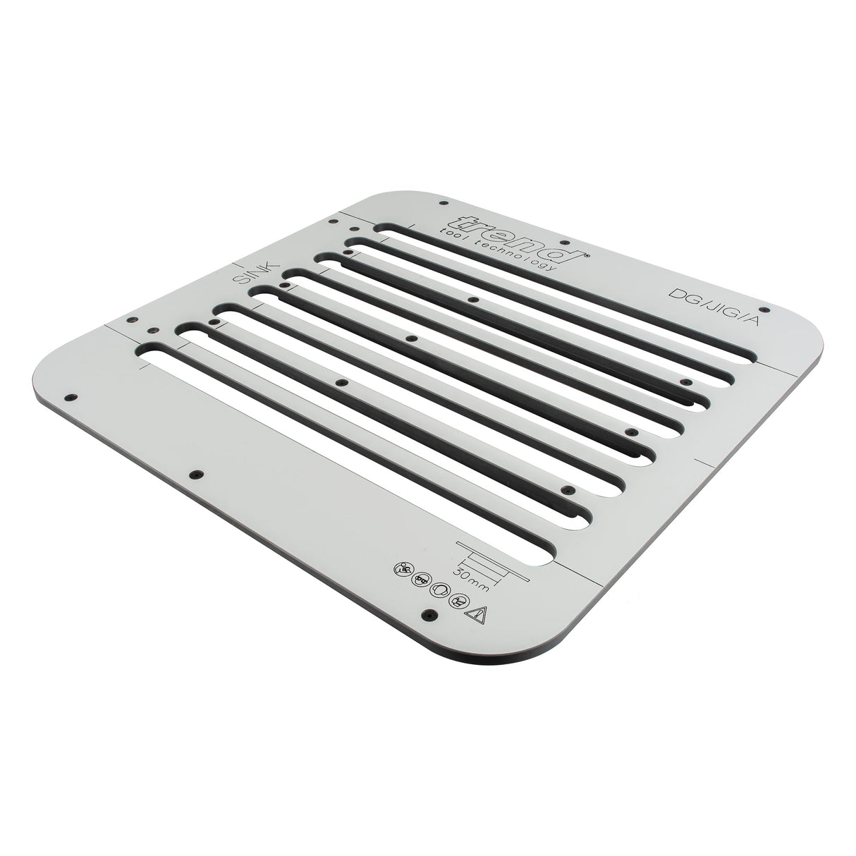 Trend Gabarit de Rainure d’Égouttoir, Modèle de Défonçage de Précision pour Plans de Travail avec Évier Belfast ou Sous-Plan, Pente Intégrée de 0,5°, 8 Rainures à 50 mm d’intervalle, DG/JIG/A