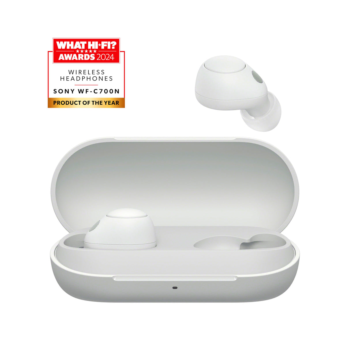 Sony WF-C700N Auriculares Inalámbricos, Bluetooth, Cancelación de Ruido (Pequeños, Ligeros y con conexión multipunto, IPX4, hasta 20hr de Autonomía, Carga Rápida, iOS & Android) Blanco