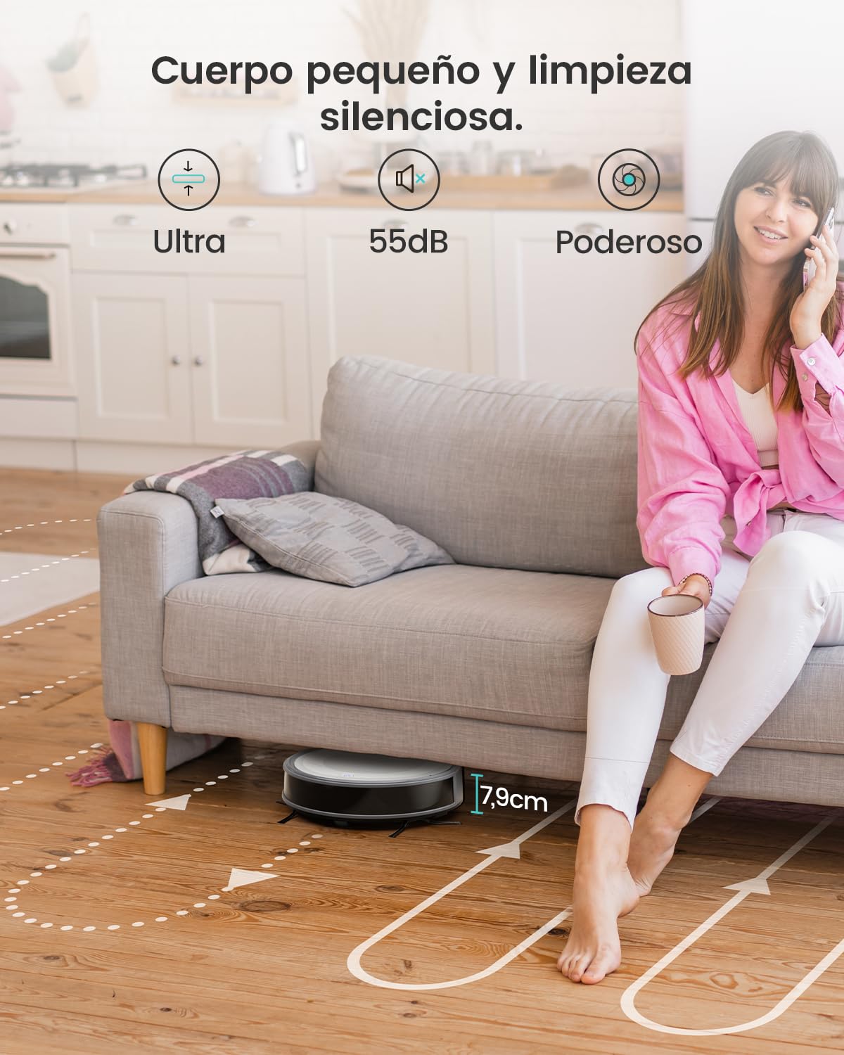 LEFANT M310 Robot Aspirador, 4500Pa Succión, 180 min Autonomía, 6 Modos de Limpieza, Evitación de Obstáculos 4cm, App/Alexa, Ideal para Pelo de Mascotas, Alfombras y Suelos Duros, Gris