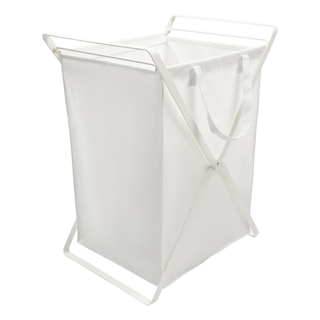 Yamazaki Home Laundry - Cesta de ropa para el hogar, forro de acero + algodón, aleación, blanco, L