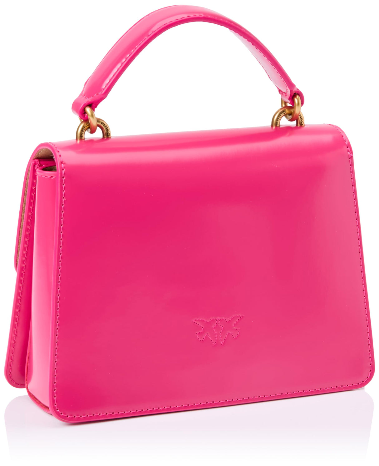 Pinko Love One Top Handle Mini Light Piel cepillada Brillante, Bolsa para Mujer, N17q Antique Gold