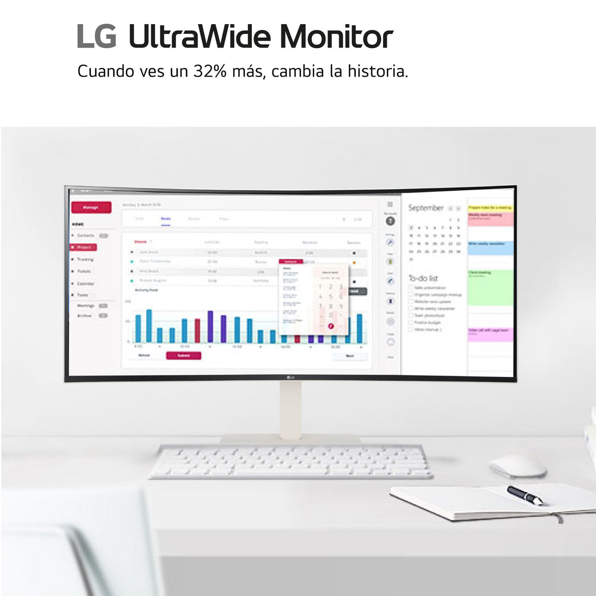 LG 38WR85QC-W - Monitor Ultrawide WQHD+ (3840x1600), Panel Curvo, Pantalla IPS, 144Hz, 21:9, Display, HDR600, USB-C, HDMI 2.1, Blanco
