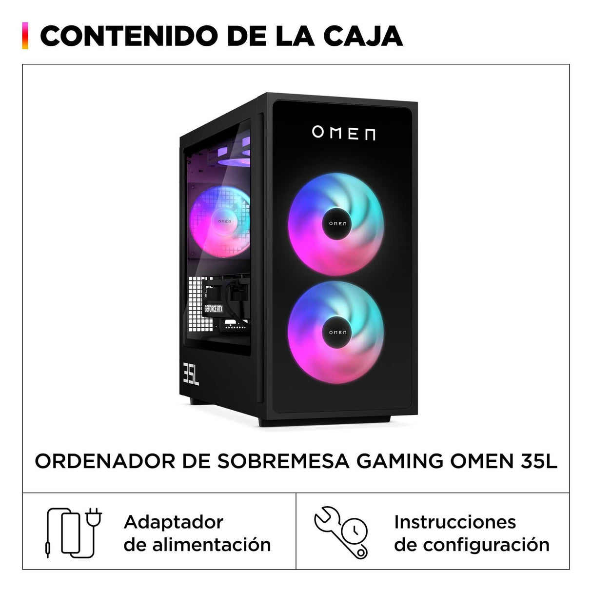 HP Ordenador sobremesa Gaming OMEN 35L GT16-0067ns (Procesador AMD Ryzen 7 8700F, 32GB RAM DDR5, 1TB SSD PCIe Gen4, NVIDIA GeForce RTX 5070 12GB, FreeDOS) - Negro