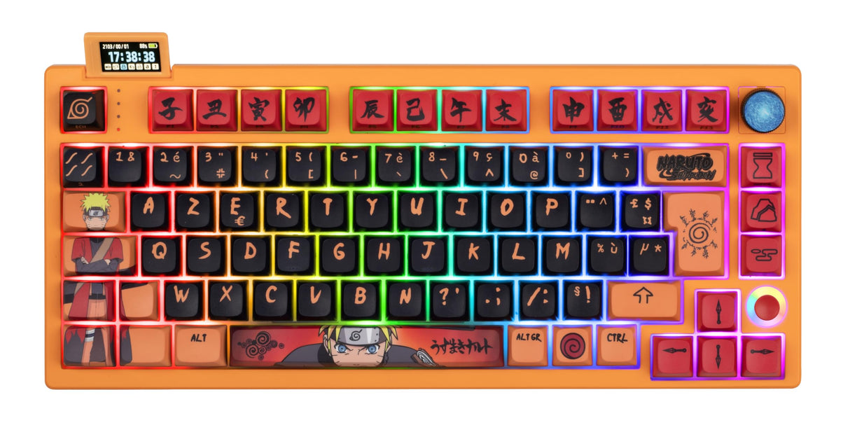 Konix Naruto Shippuden Teclado mecánico con Cable/inalámbrico - Edición Pro Collector Numerada - LED RGB - Diseño Naruto Modo Ermitaño - Naranja