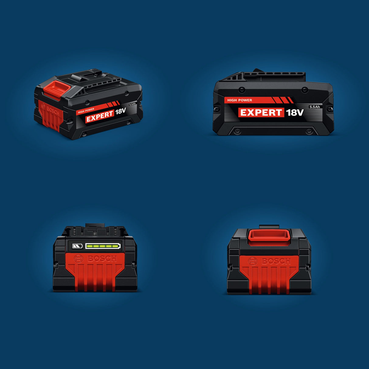 Kit de batería de alta potencia Bosch EXPERT 18V System: 4x EXBA 18V-55, L-BOXX 136