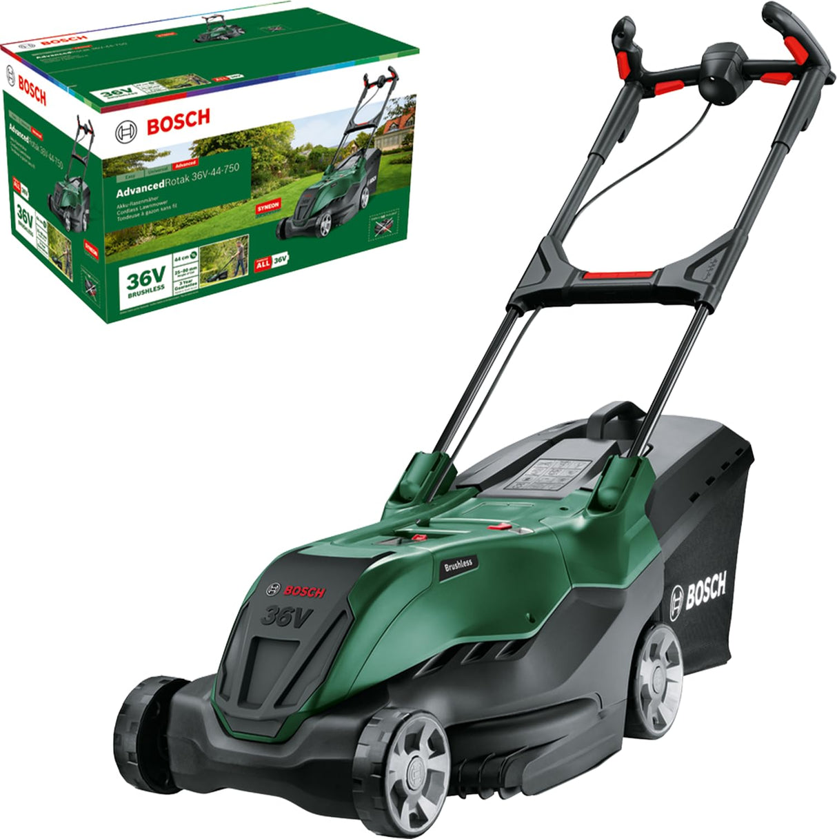 Bosch cortacésped de óptima potencia a batería AdvancedRotak 36V-44-750 (para cortar el césped; sistema de 36 voltios; ancho de corte: 44 cm; sin batería)