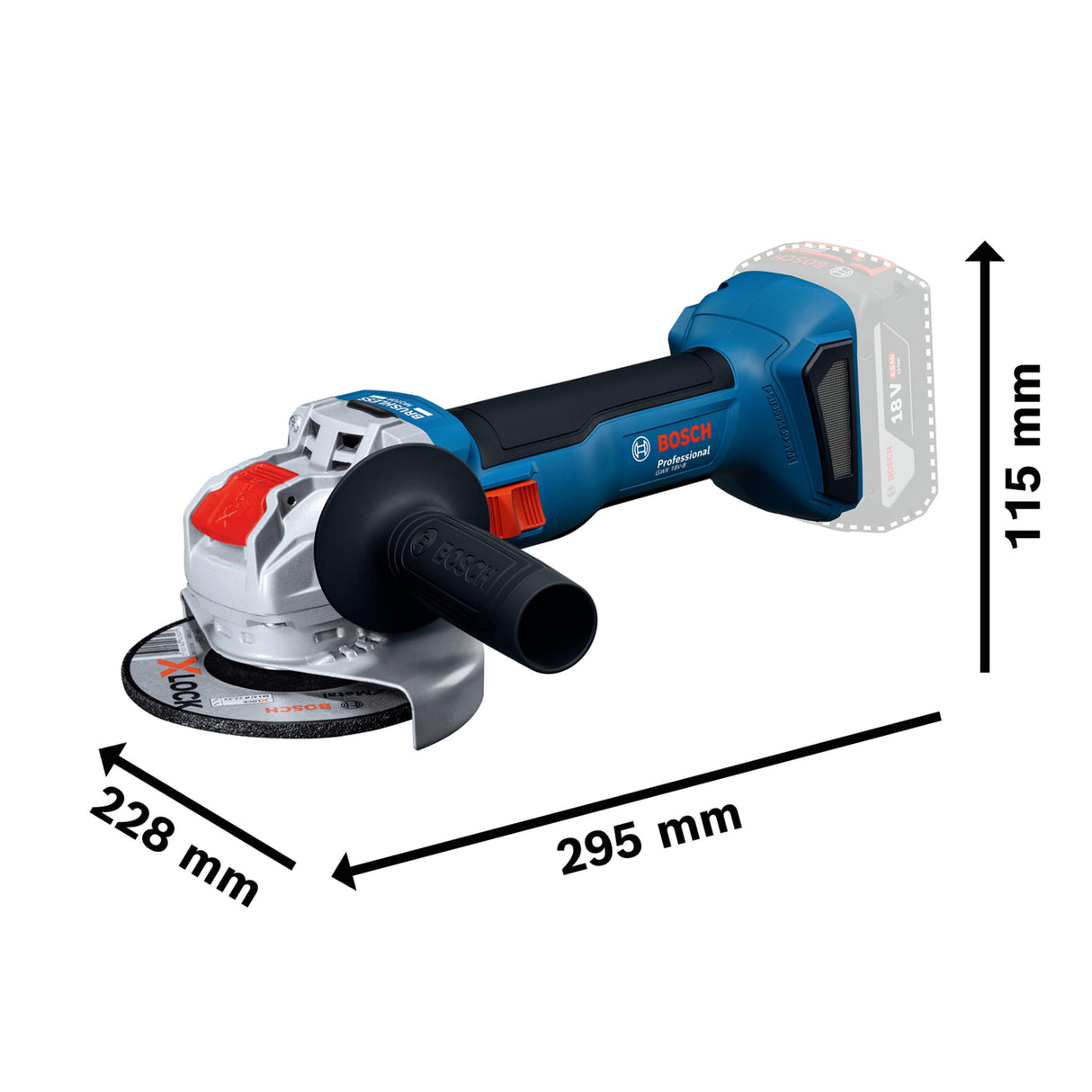 Amoladora angular a batería GWX 18V-8 con Bosch Professional 18V System y X-LOCK (incl. 2 baterías GBA 18V 4.0 Ah, cargador rápido GAL 18V-40, empuñadura auxiliar, cubierta de protección, L-BOXX 136)