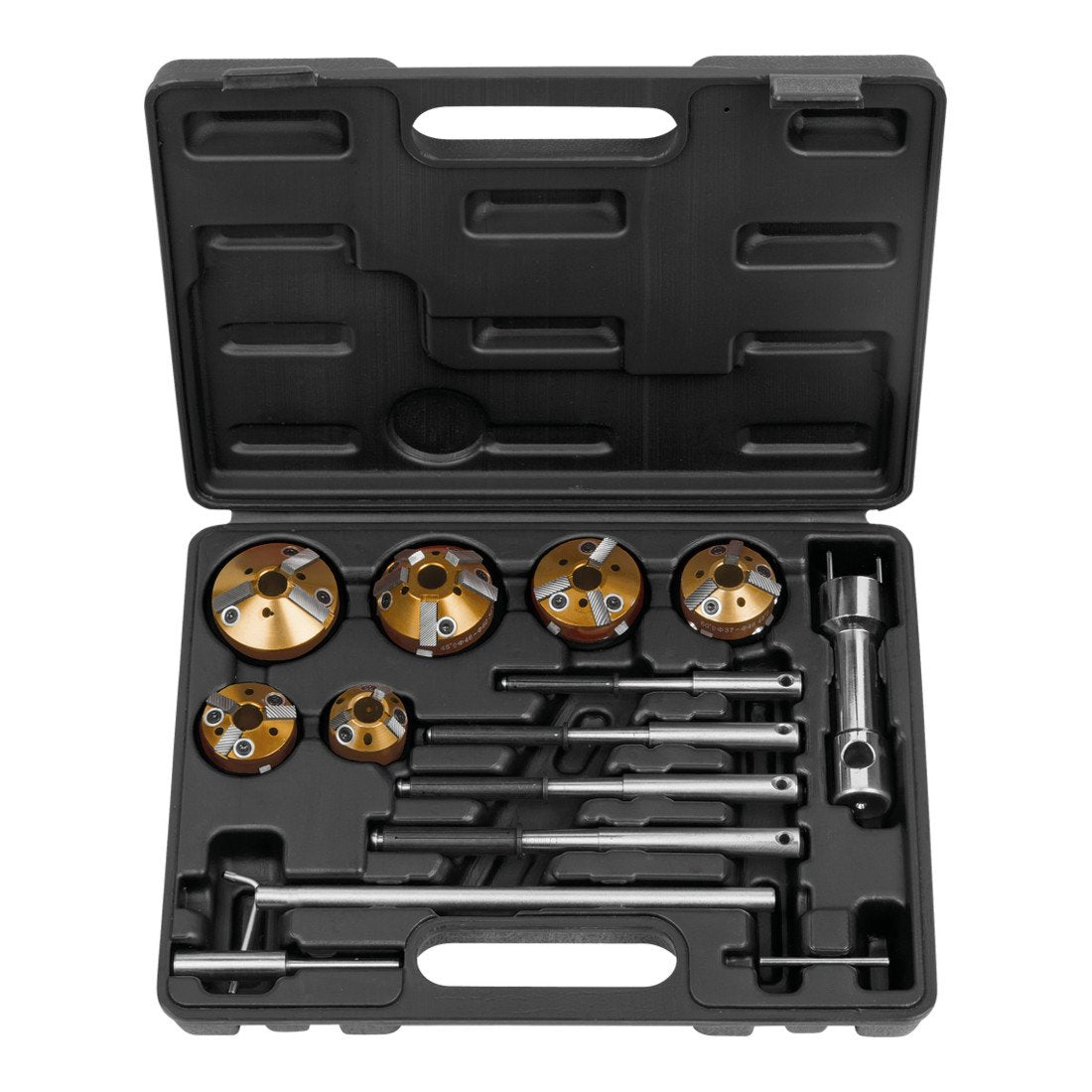 KS Tools 150.3570 Juego universal de fresado de válvulas para preparación de asientos de válvula, 12 pzs